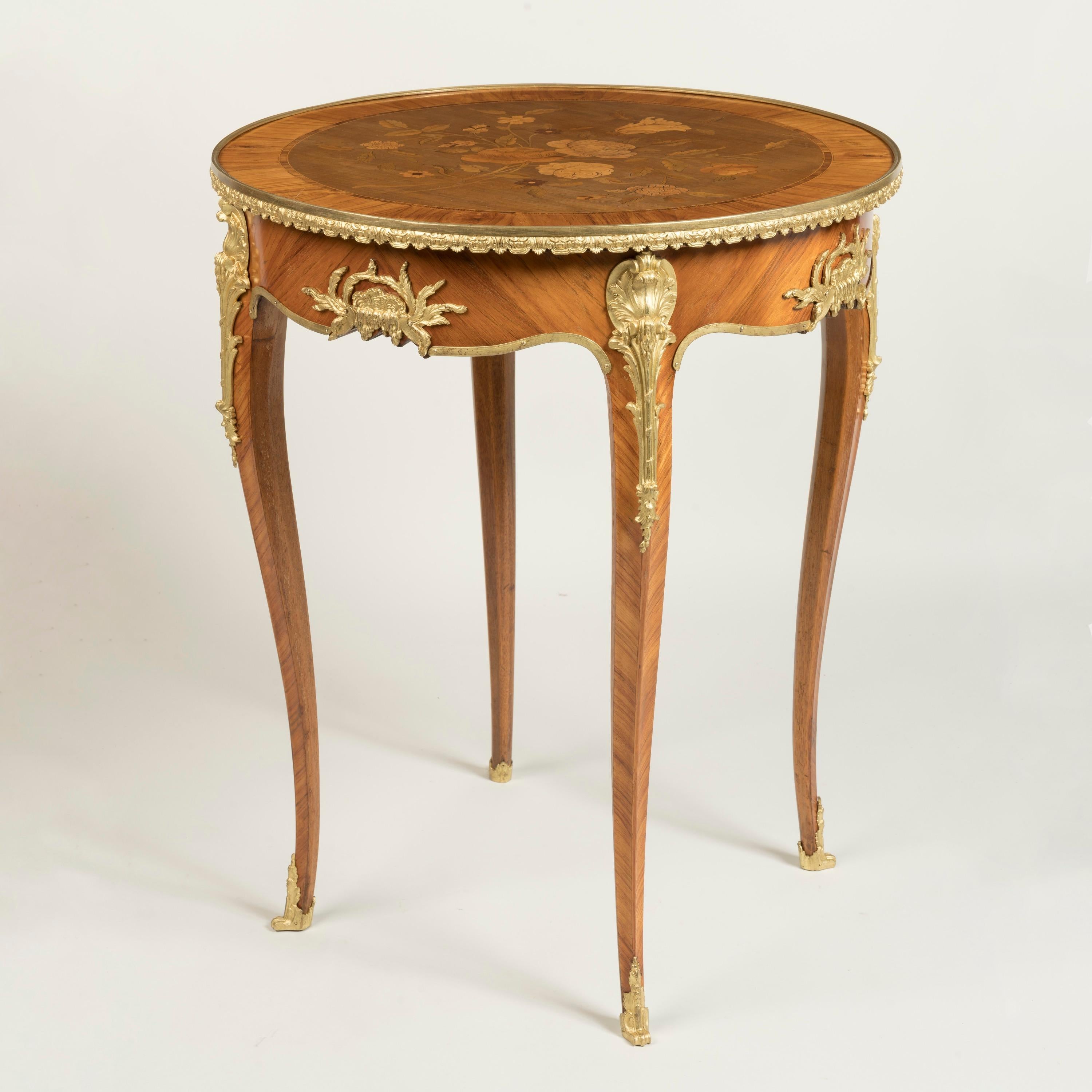 French 19th Century Marquetry Inlaid & Ormolu Table attributed to François Linke For Sale