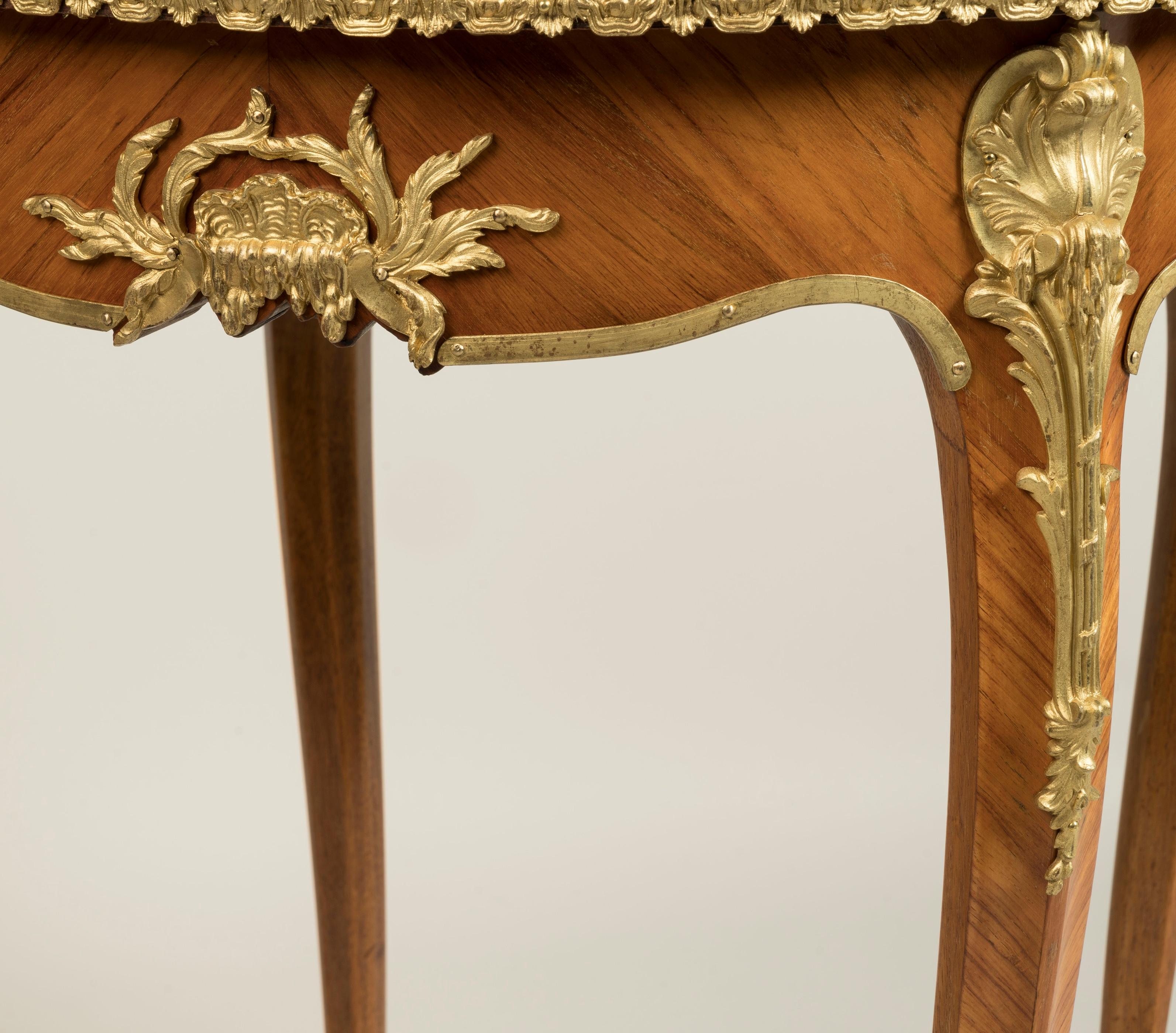 20th Century 19th Century Marquetry Inlaid & Ormolu Table attributed to François Linke For Sale
