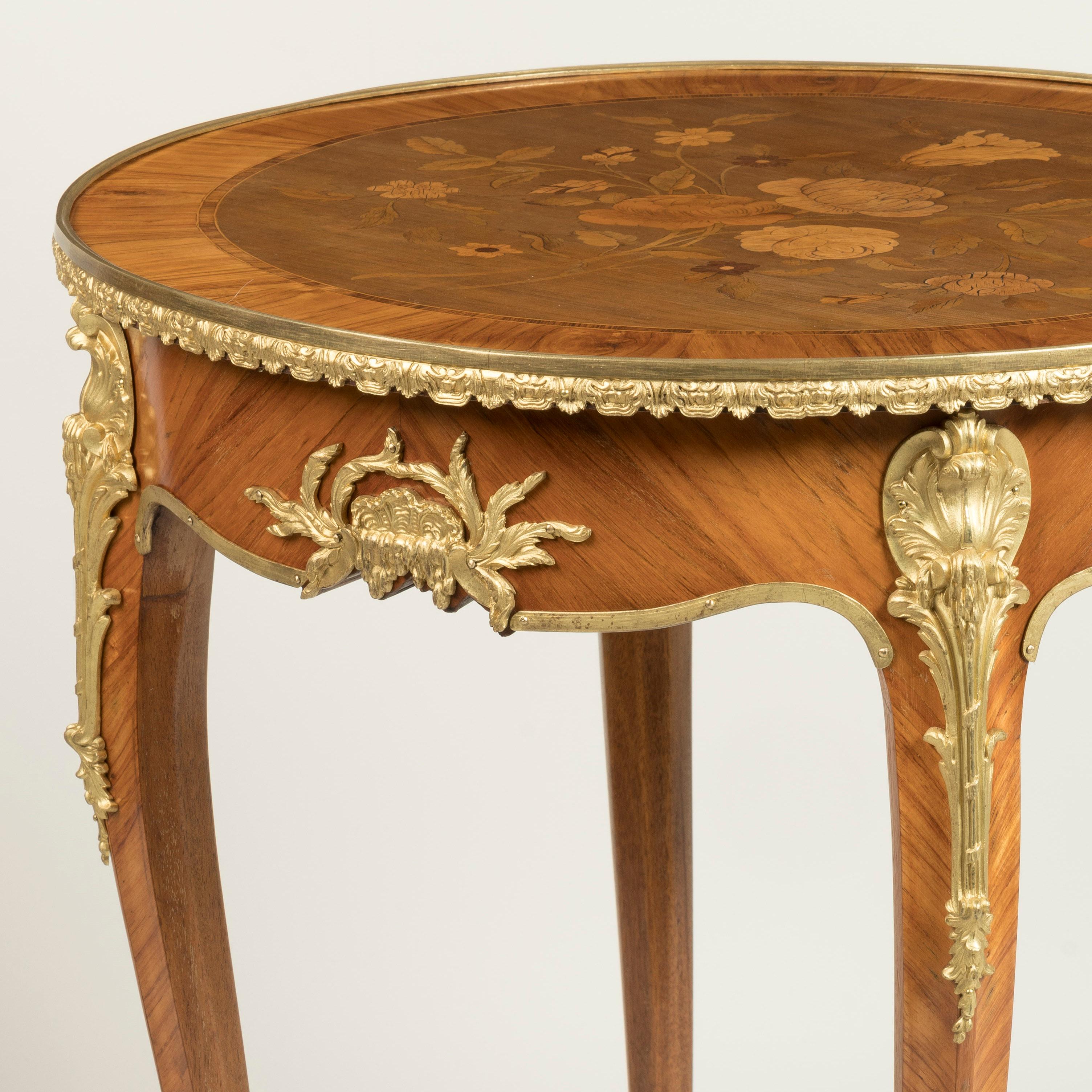 19th Century Marquetry Inlaid & Ormolu Table attributed to François Linke For Sale 2
