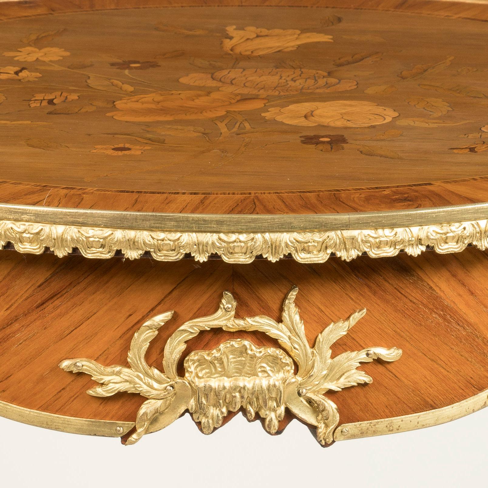 19th Century Marquetry Inlaid & Ormolu Table attributed to François Linke For Sale 3