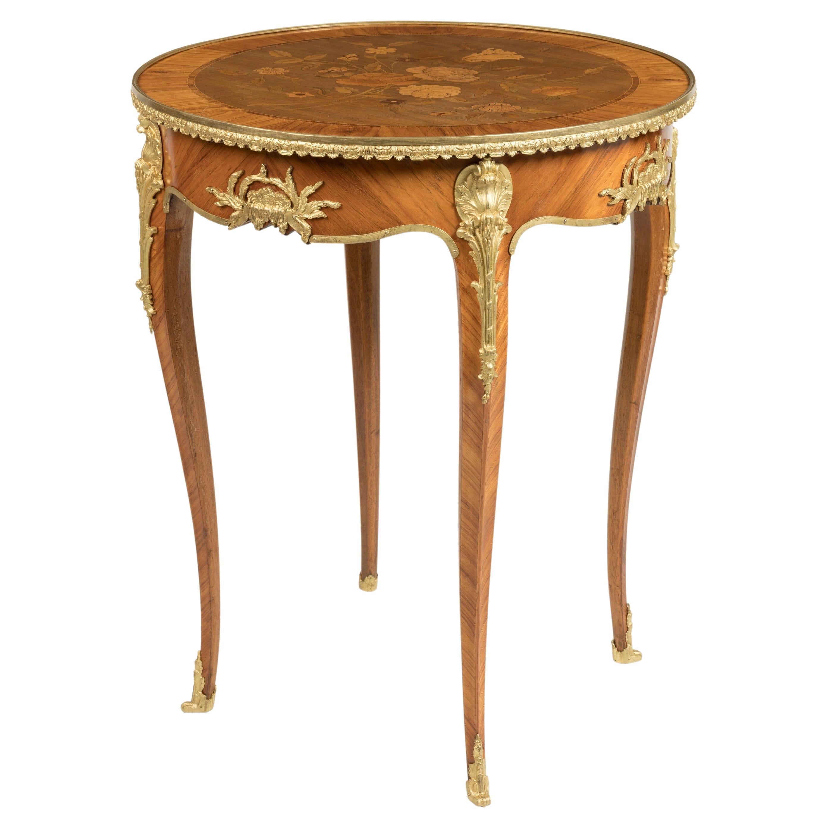 19th Century Marquetry Inlaid & Ormolu Table attributed to François Linke For Sale