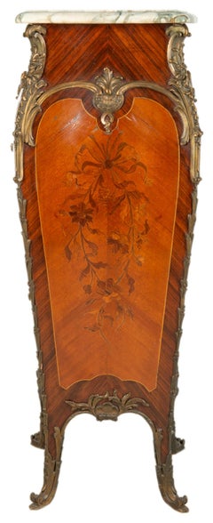 19th Century Marquetry Inlaid Pedestal, in the Style of 'Linke'