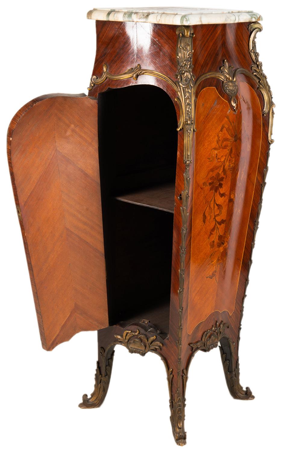Louis XVI 19th Century Marquetry Inlaid Pedestal, in the Style of 'Linke' For Sale