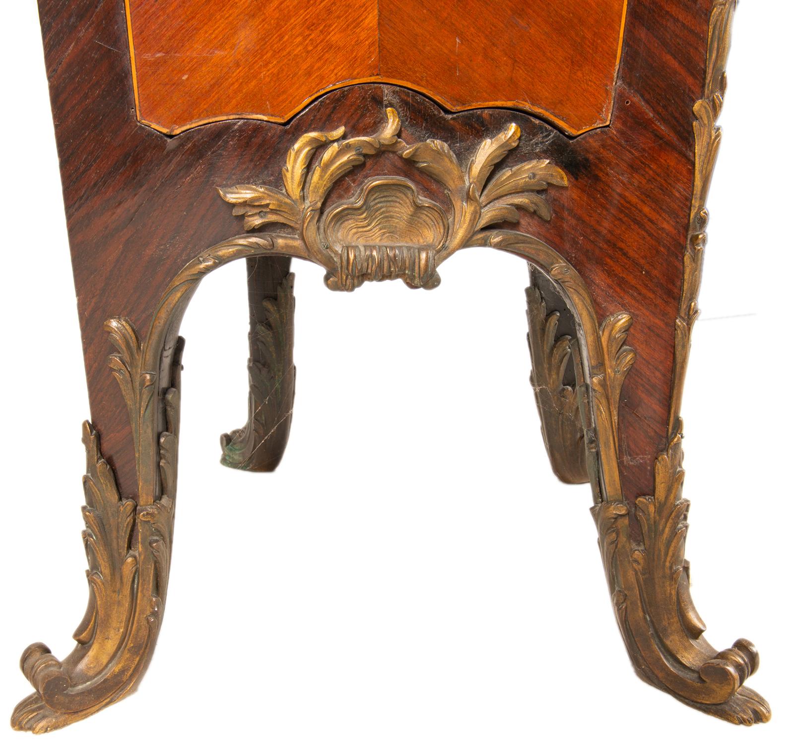 Ormolu 19th Century Marquetry Inlaid Pedestal, in the Style of 'Linke' For Sale