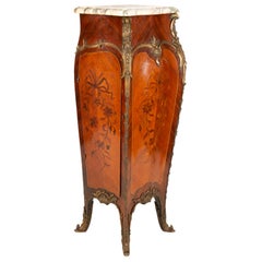 Antique 19th Century Marquetry Inlaid Pedestal, in the Style of 'Linke'