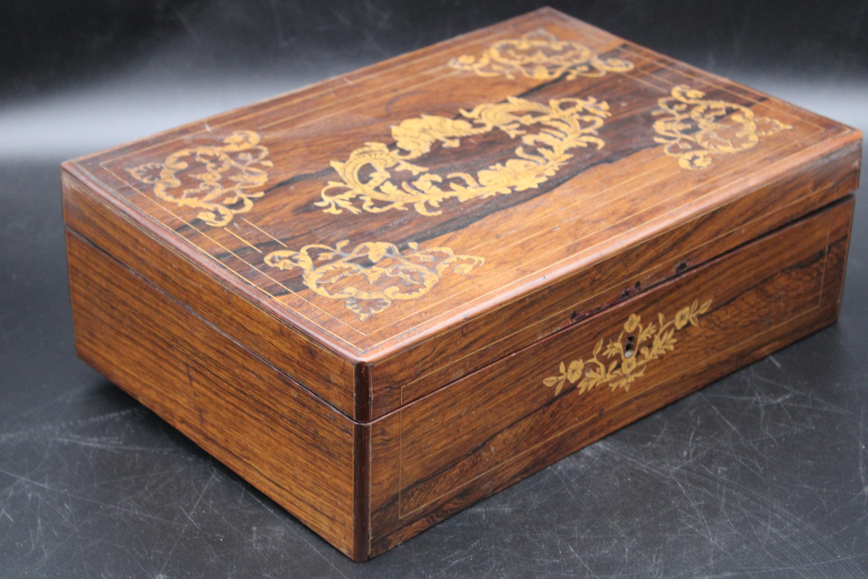 Rosewood 19th century marquetry French Jewelery box ca 1870