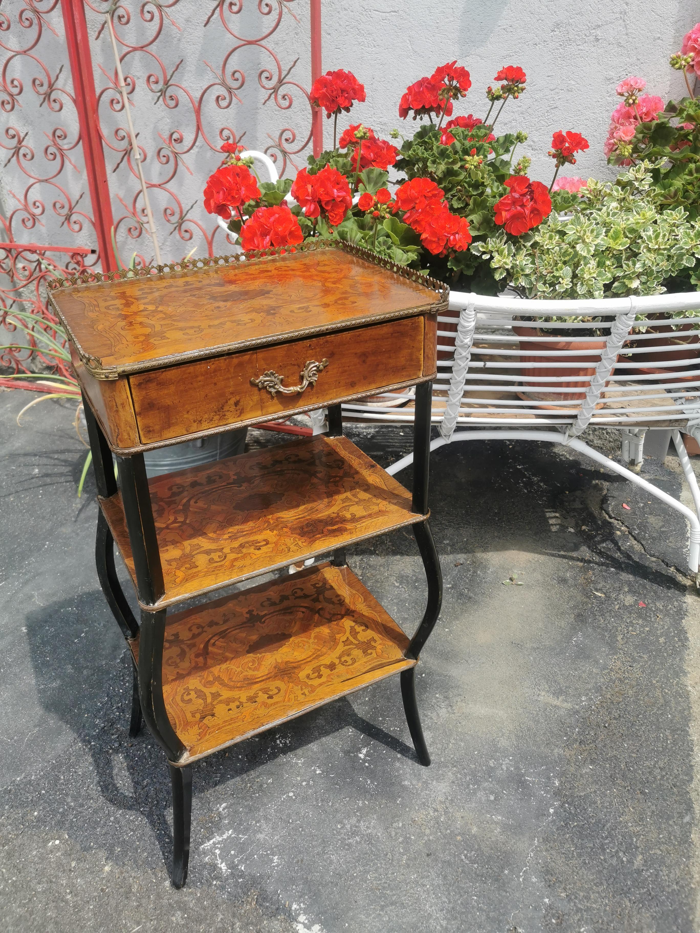 19th Century Marquetry Napoleon III Side Table In Good Condition In Torino, IT