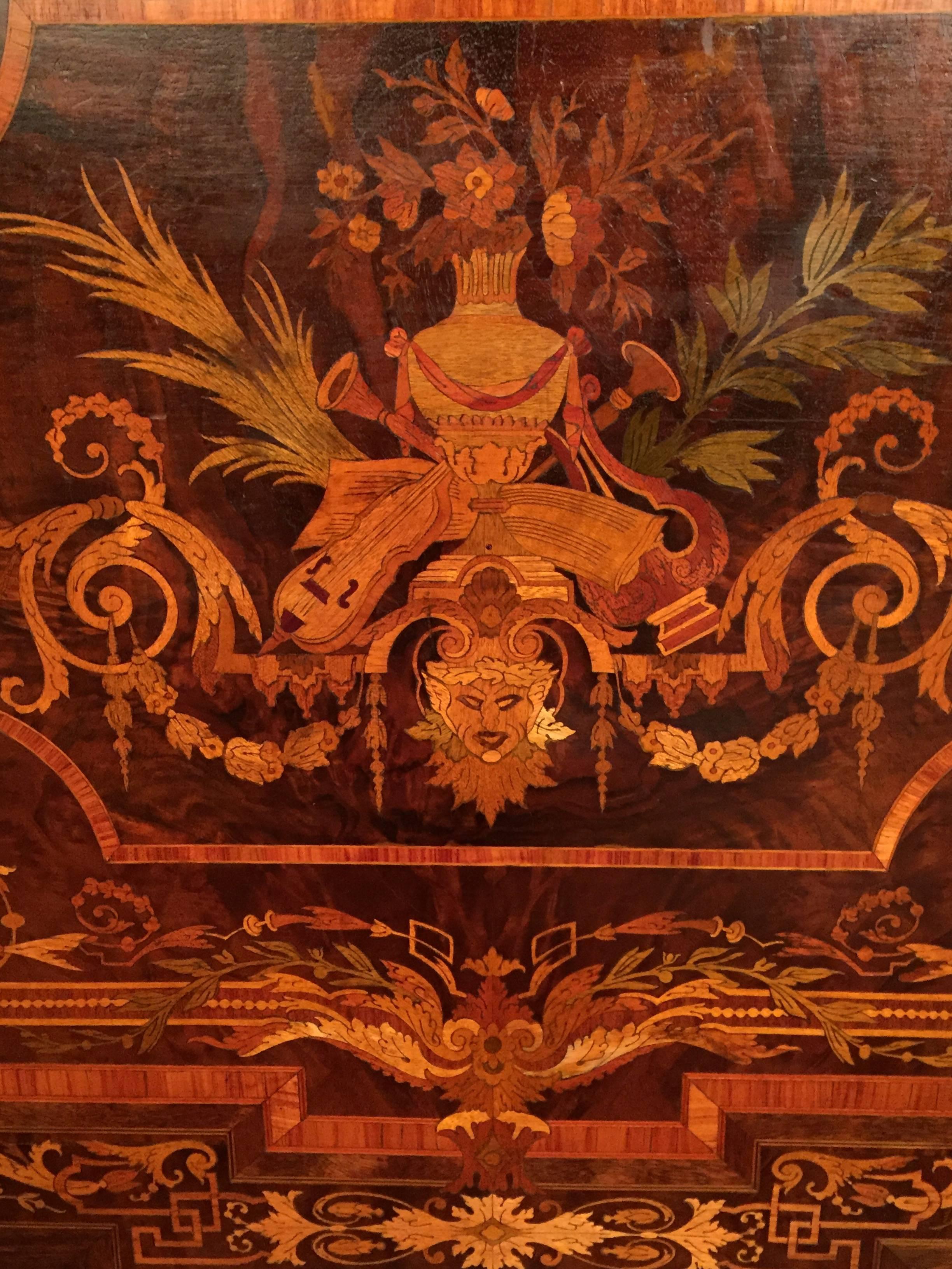 French 19th Century Marquetry Salon Table Louis XVI with Noble Veneer For Sale