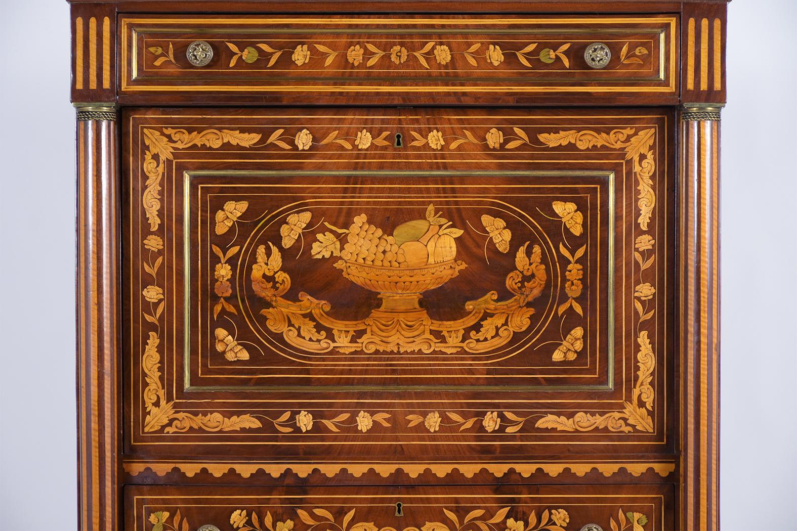 Norwegian 19th Century Marquetry Secretaire