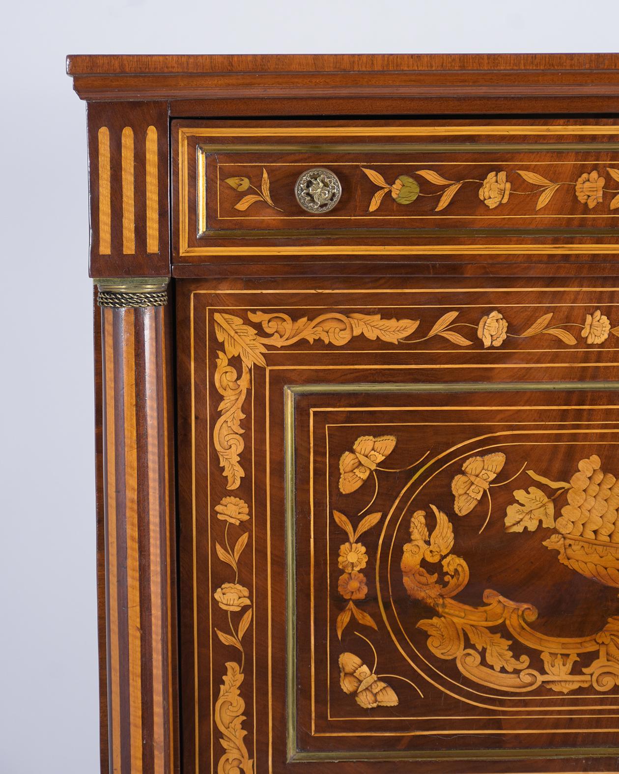 Hand-Crafted 19th Century Marquetry Secretaire