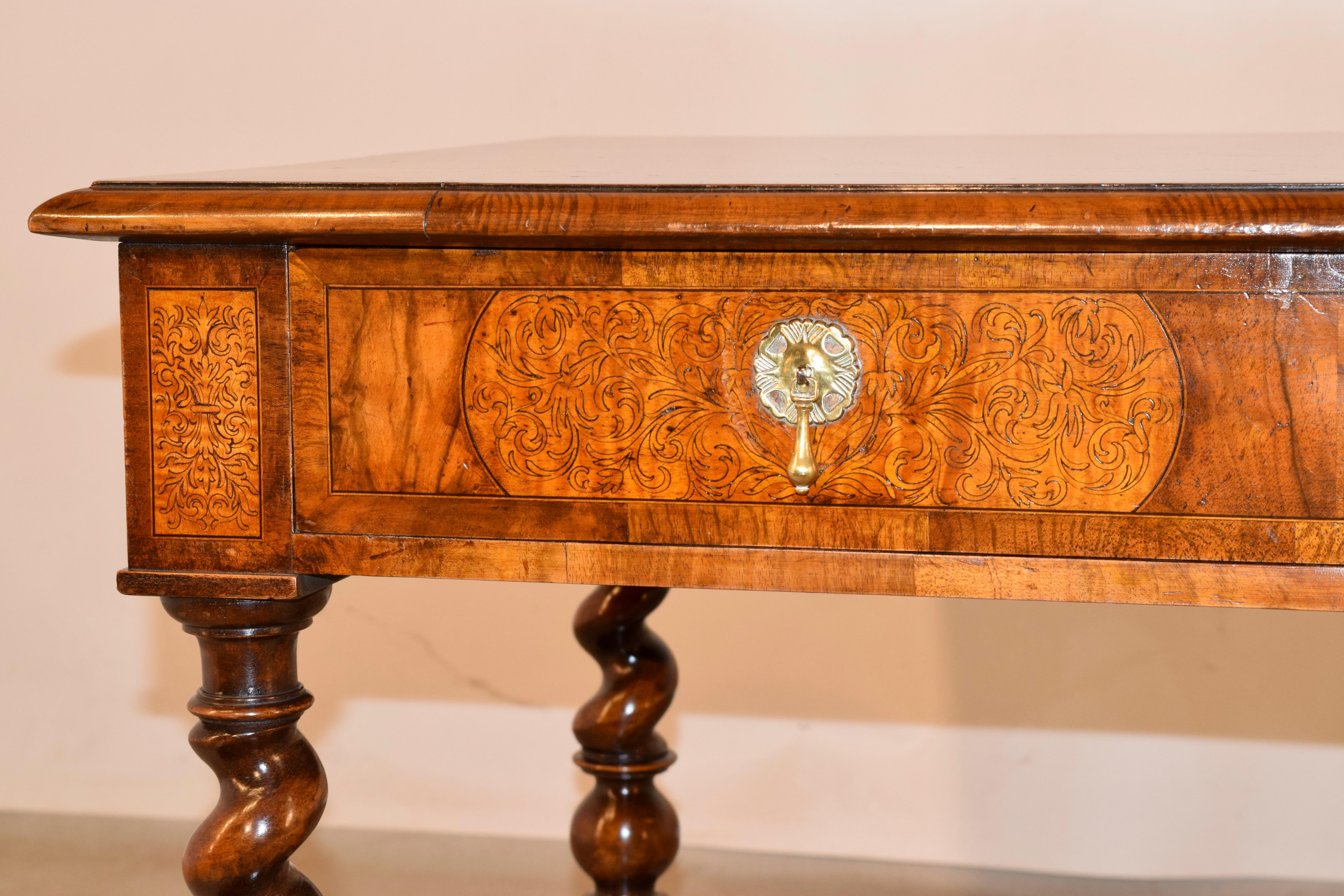 Walnut 19th Century Marquetry Side Table
