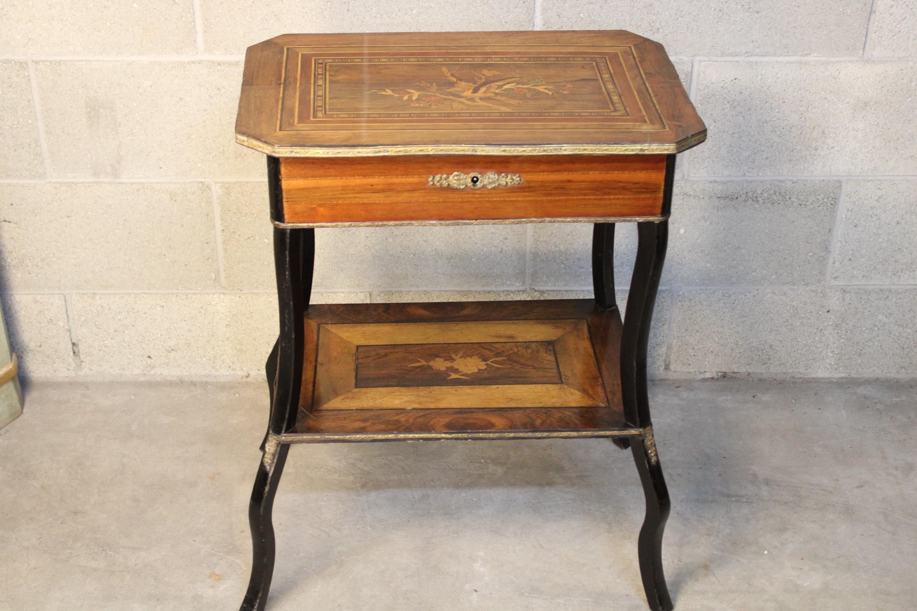 French A Marquetry Side Table Napoleon III Period circa 1860 France For Sale