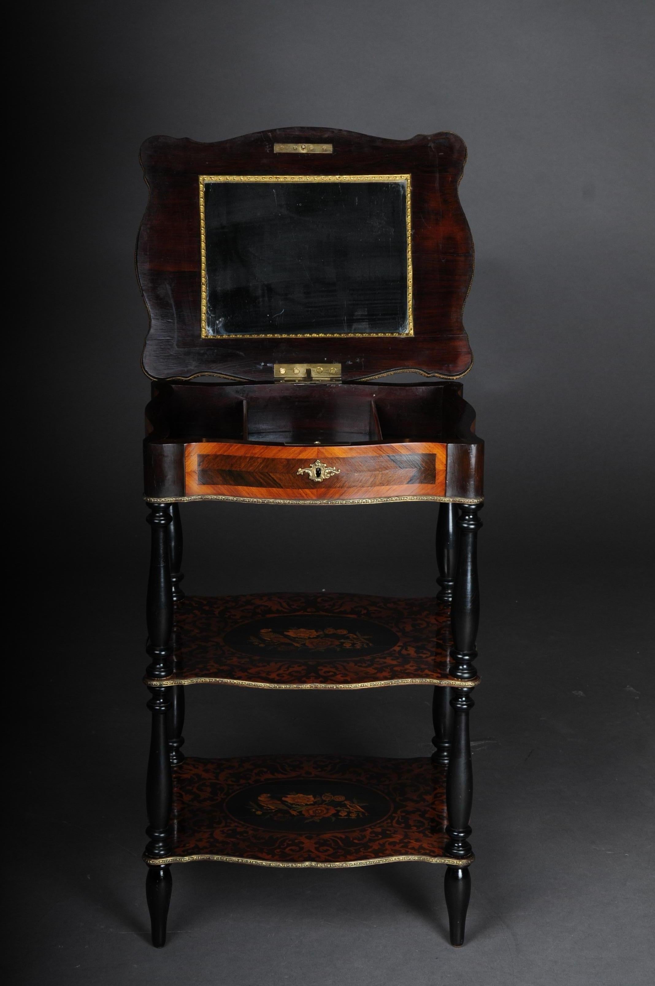 19th Century Marquetry Side Table with Jewelry Box, circa 1870 5