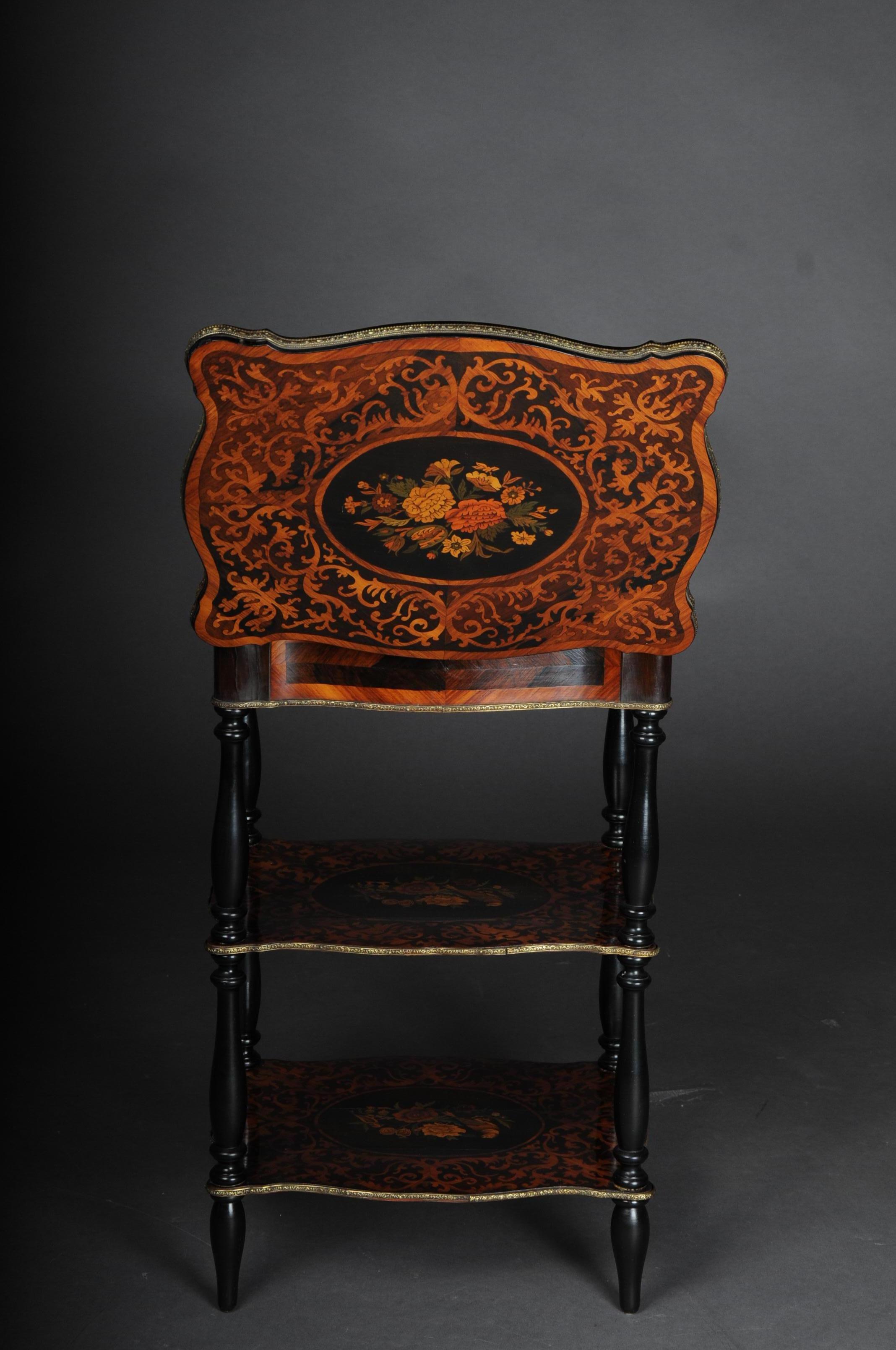 19th Century Marquetry Side Table with Jewelry Box, circa 1870 8