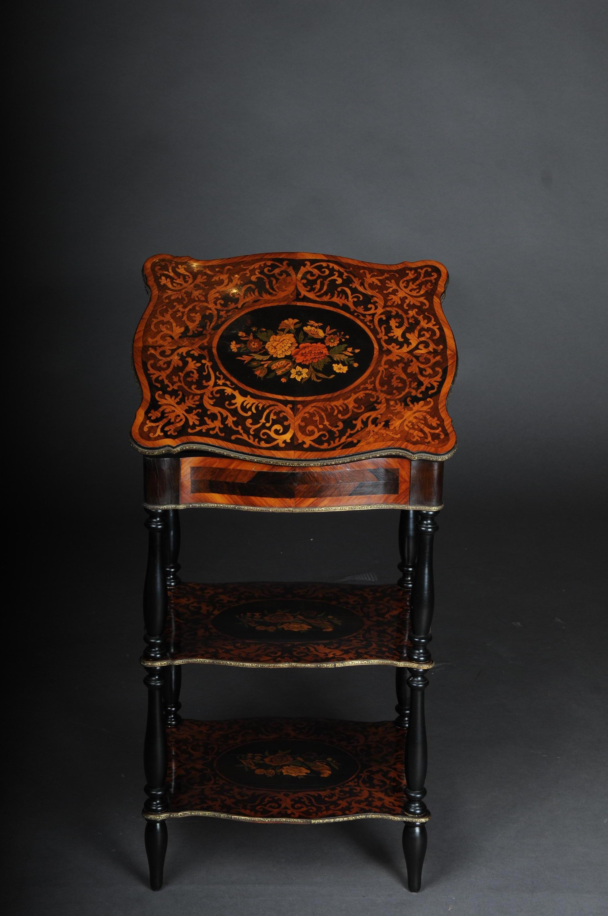 19th Century Marquetry Side Table with Jewelry Box, circa 1870 For Sale 3