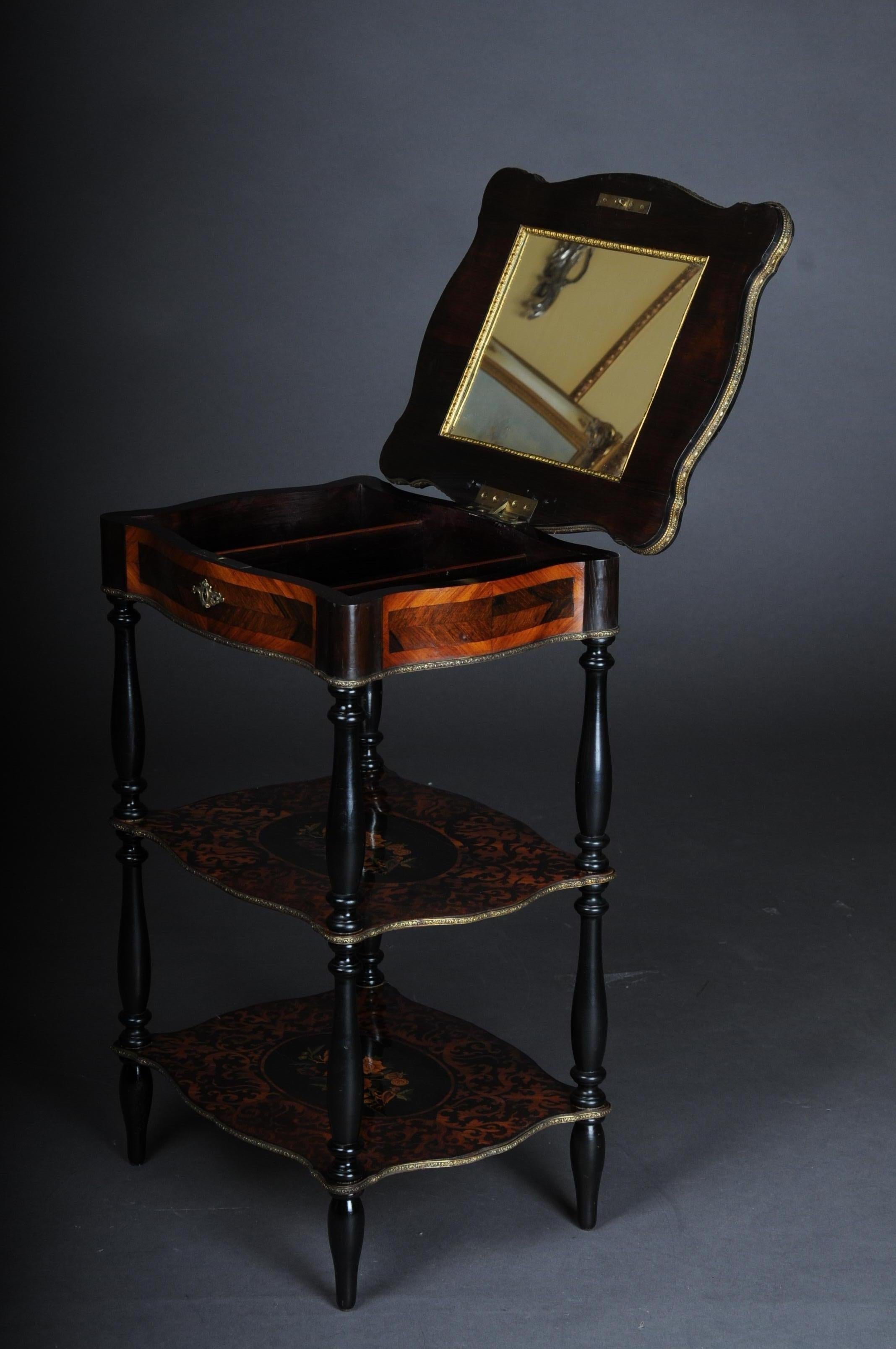 19th Century Marquetry Side Table with Jewelry Box, circa 1870 For Sale 6