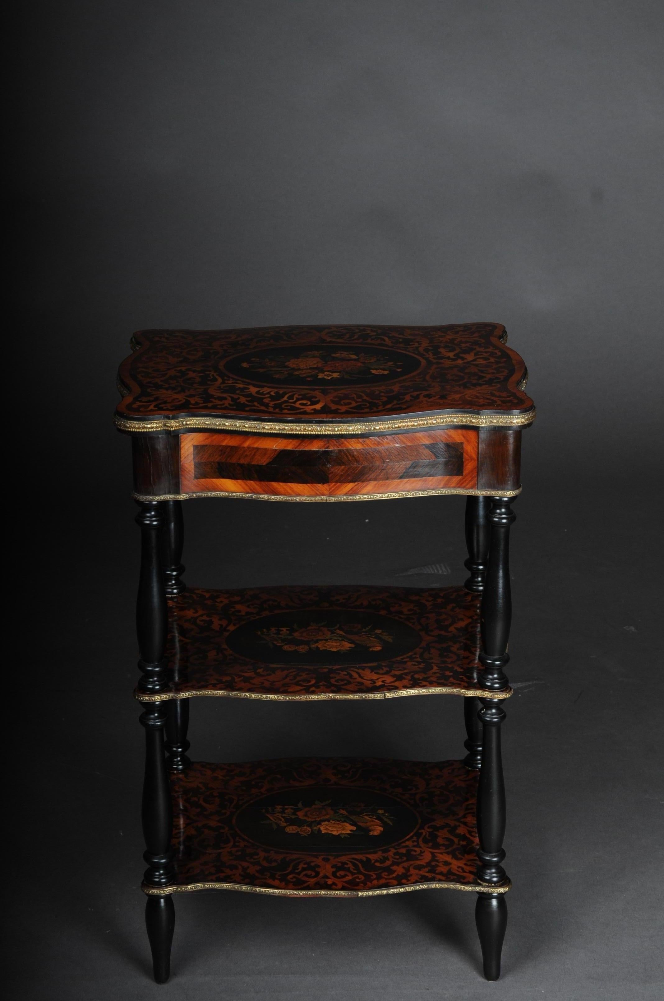 Wood 19th Century Marquetry Side Table with Jewelry Box, circa 1870 For Sale