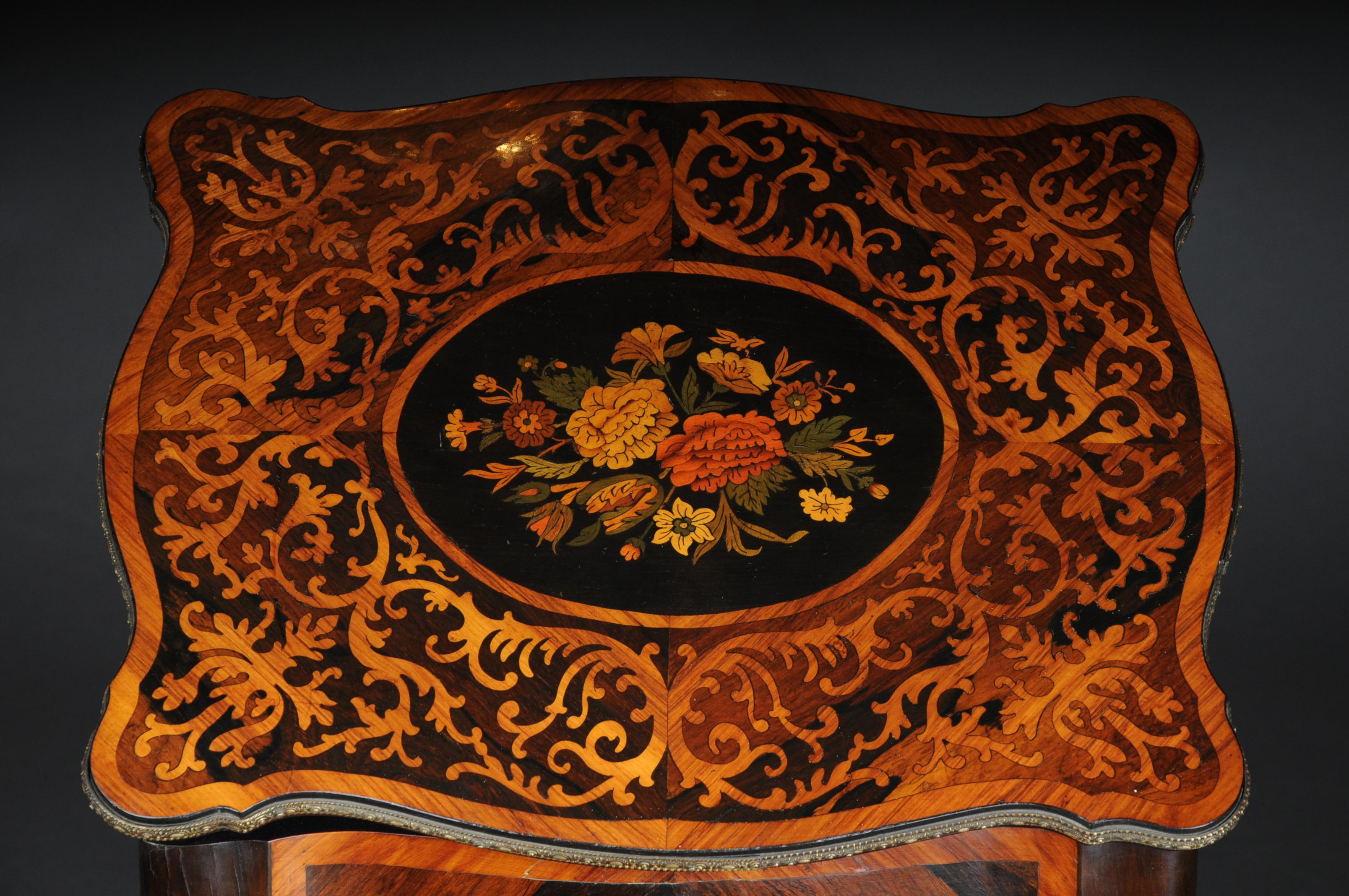 19th Century Marquetry Side Table with Jewelry Box, circa 1870 For Sale 1