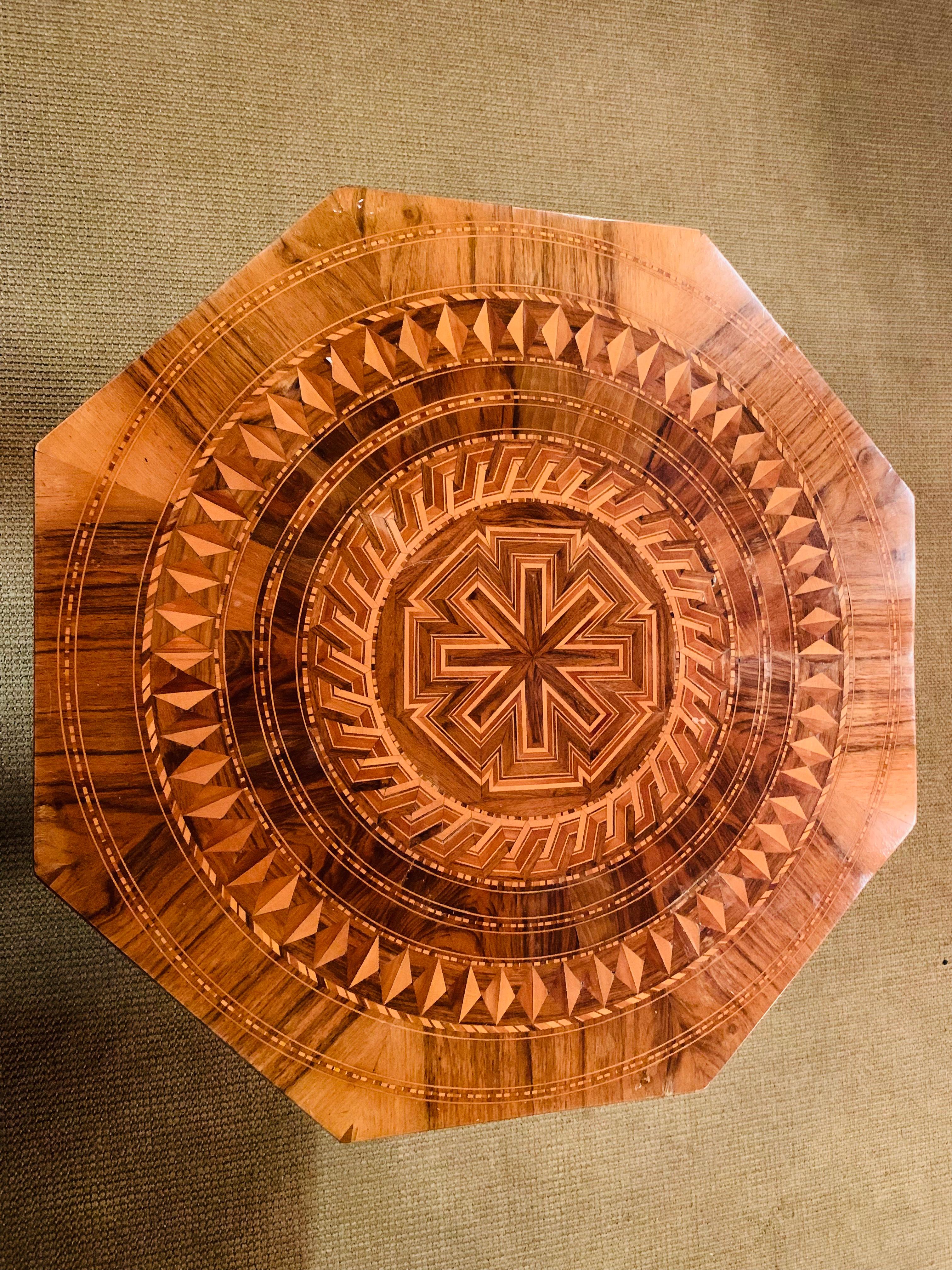 Wood 19th Century antique Marquetry Table Around 1850/60  For Sale