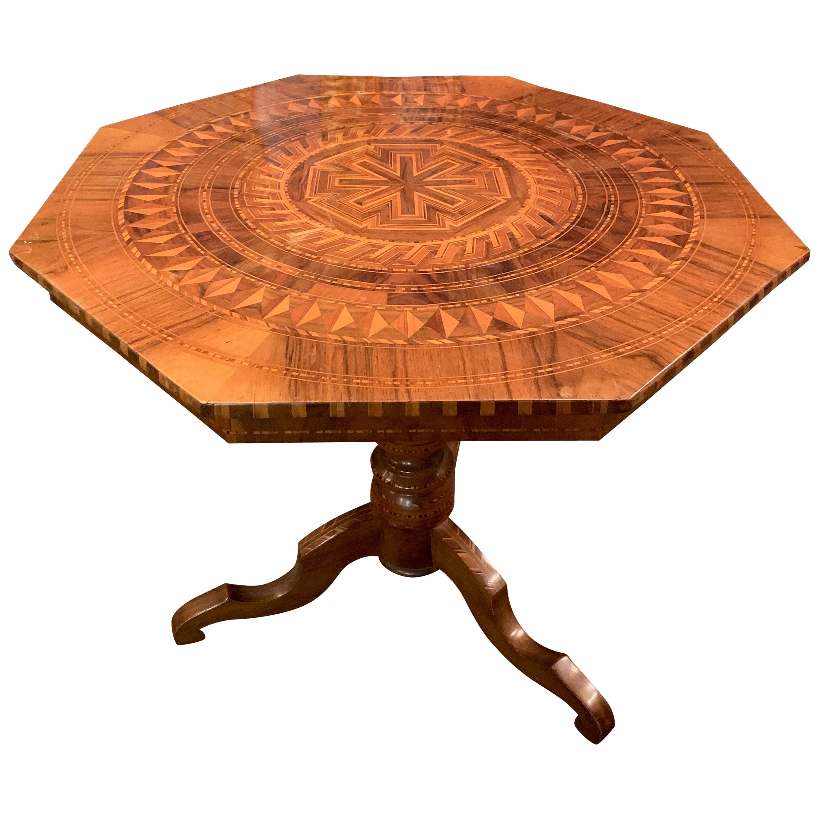 19th Century antique Marquetry Table Around 1850/60 