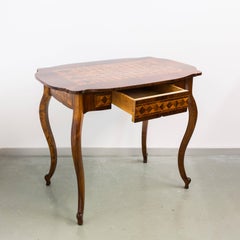 19th Century Marquetry Table with Drawer Baroque Revival, Austria, circa 1850