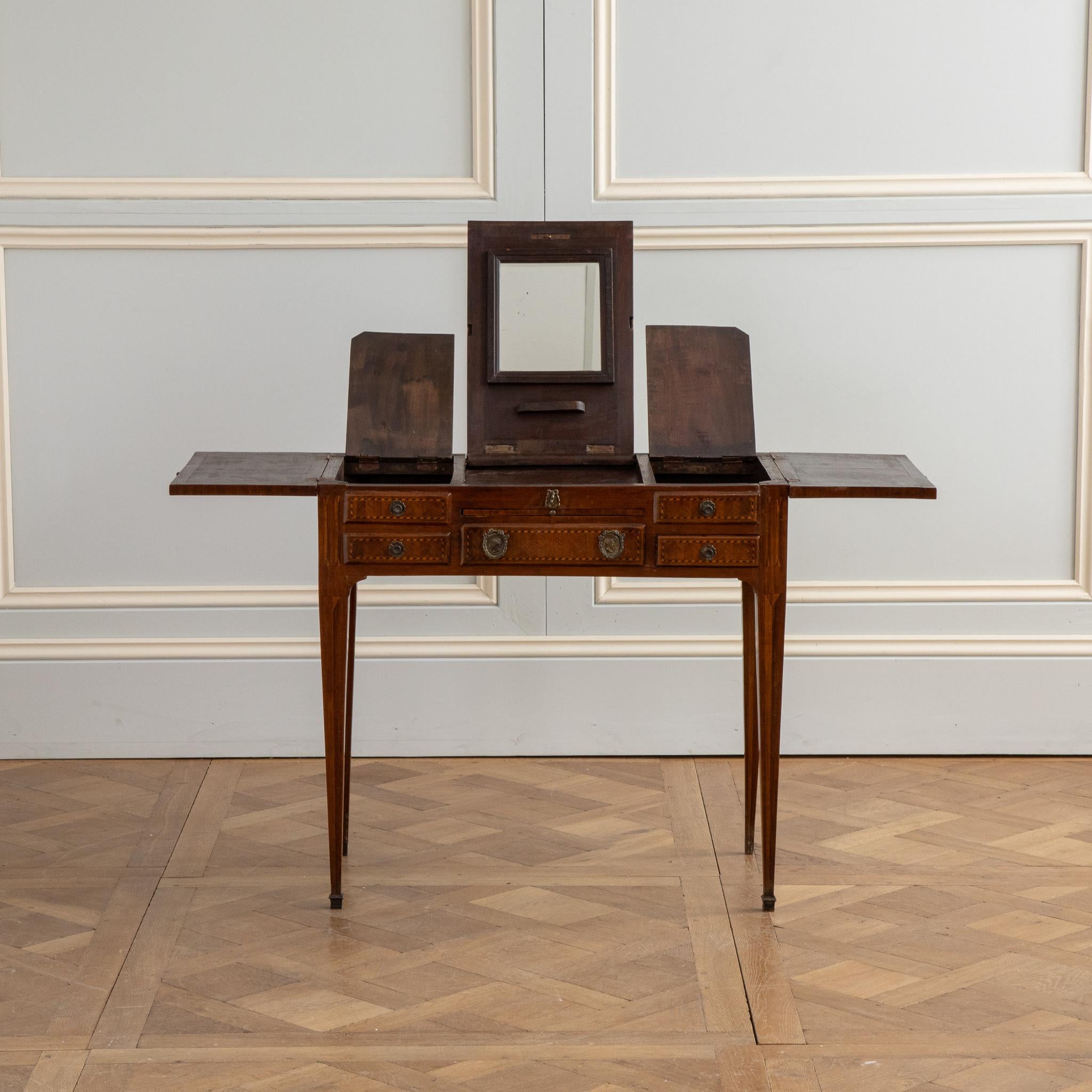 19th Century Marquetry Vanity Desk / Coiffeuse / Table De Toilette  4