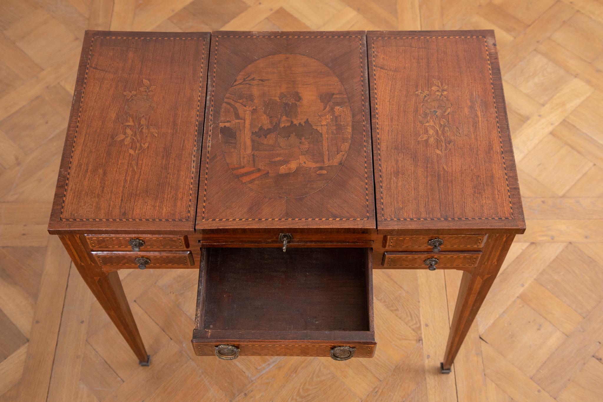 19th Century Marquetry Vanity Desk / Coiffeuse / Table De Toilette  6