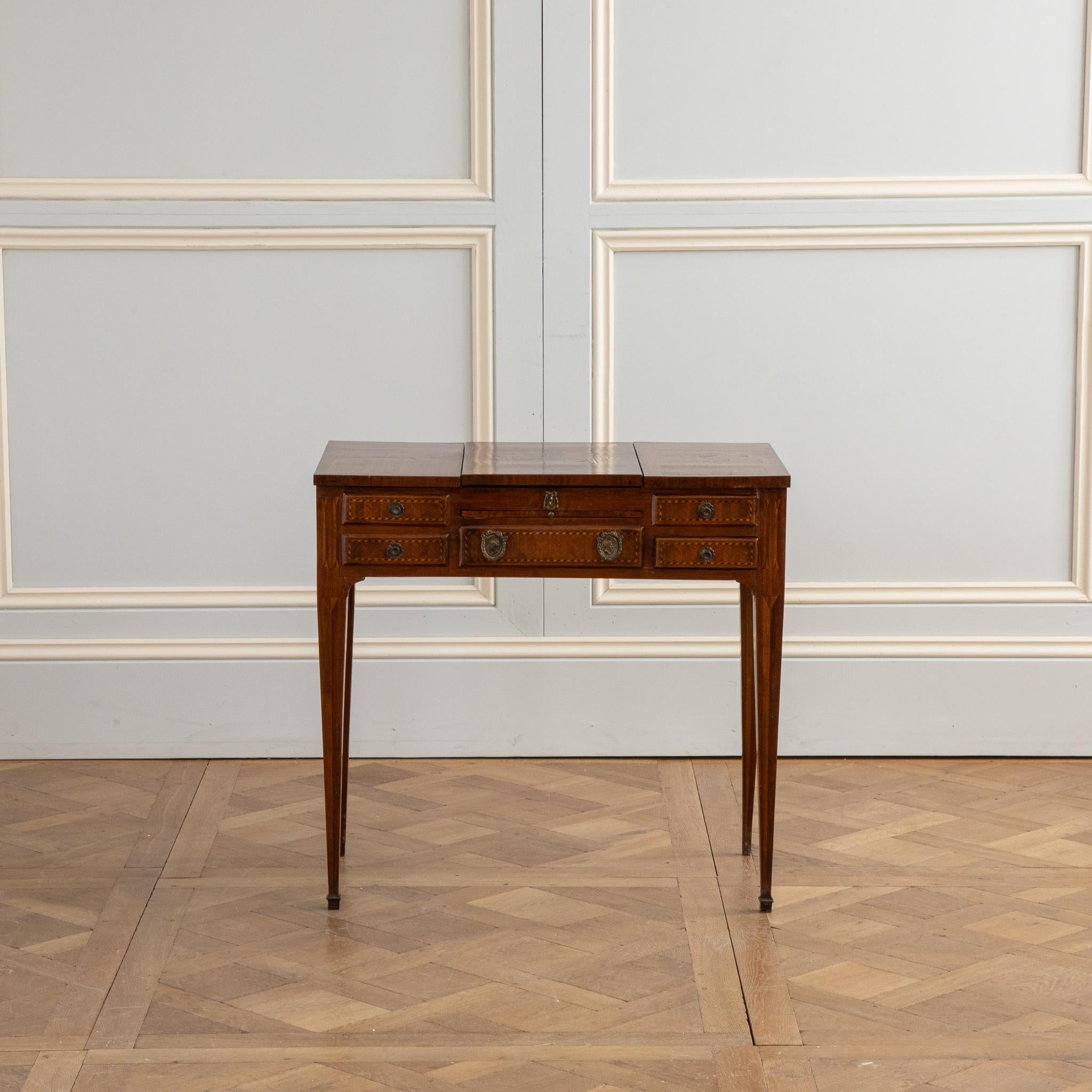 Louis XVI 19th Century Marquetry Vanity Desk / Coiffeuse / Table De Toilette 
