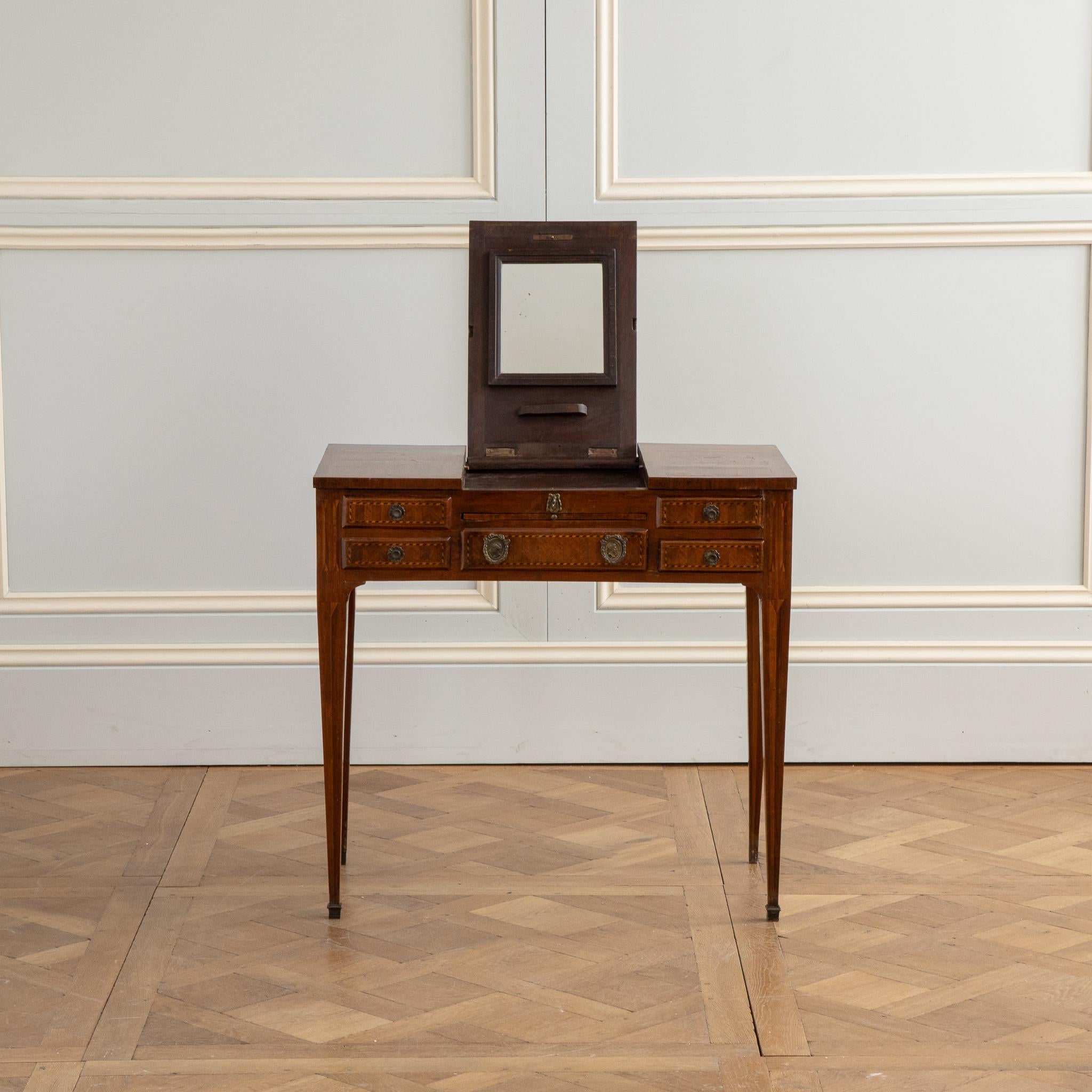 19th Century Marquetry Vanity Desk / Coiffeuse / Table De Toilette  2