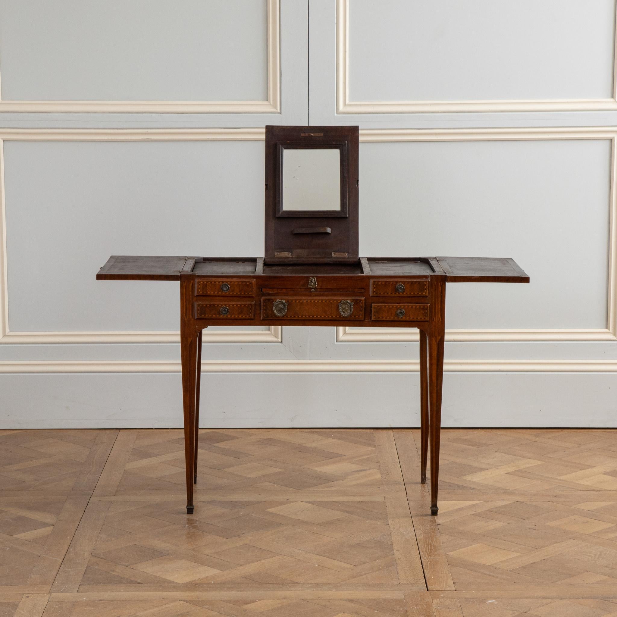 19th Century Marquetry Vanity Desk / Coiffeuse / Table De Toilette  3
