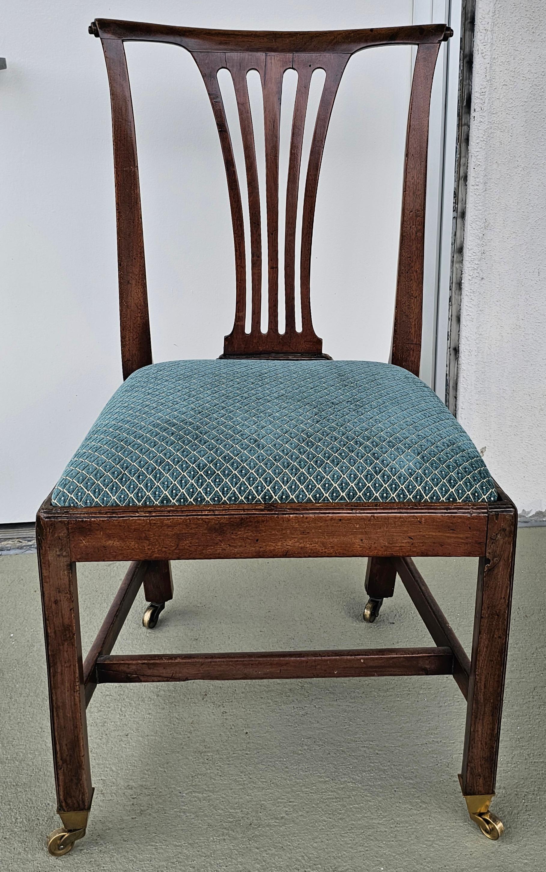 American 19th Century Martin Chippendale Style Mahogany and Upholstered Chair on Casters For Sale
