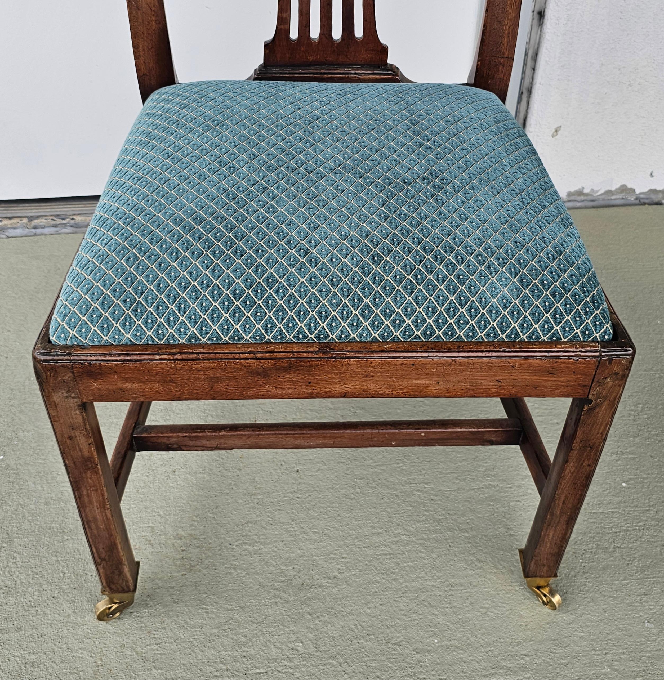 Carved 19th Century Martin Chippendale Style Mahogany and Upholstered Chair on Casters For Sale