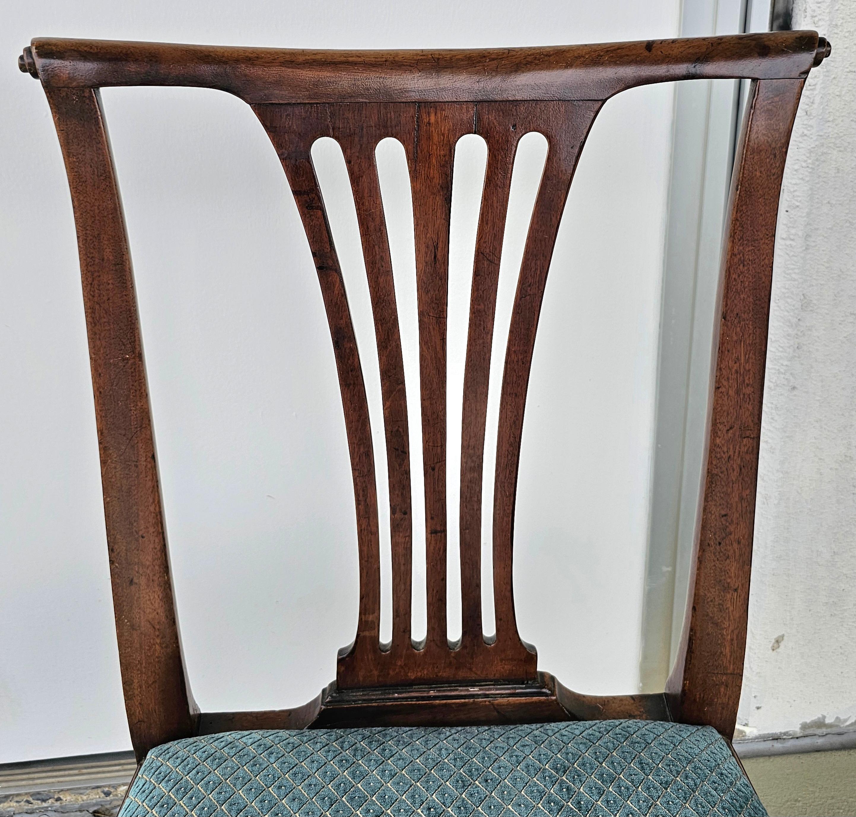 19th Century Martin Chippendale Style Mahogany and Upholstered Chair on Casters In Good Condition For Sale In Germantown, MD