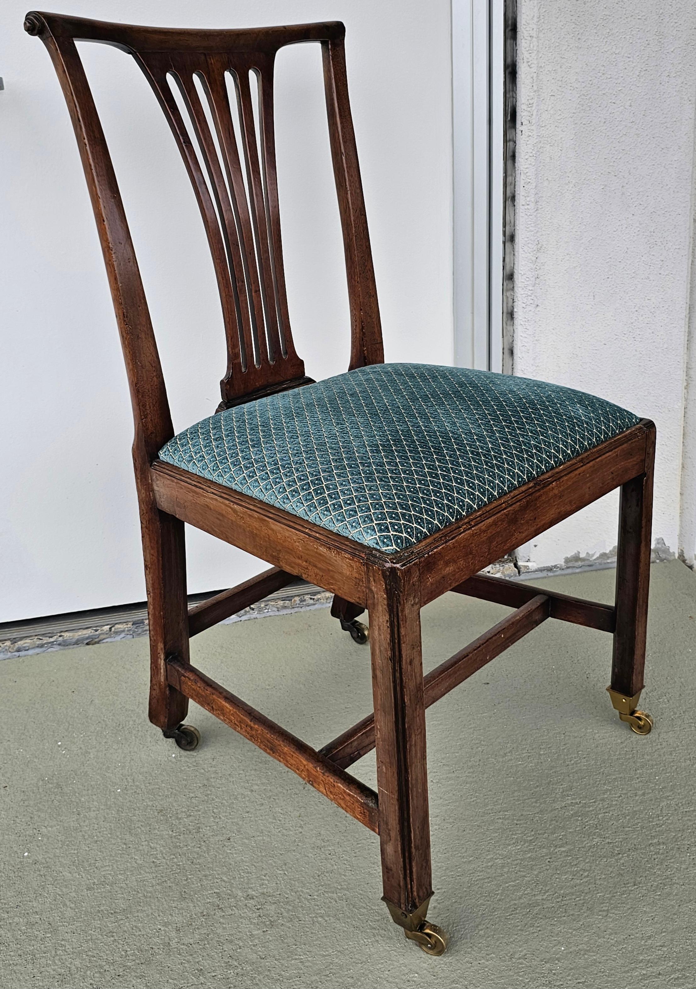 19th Century Martin Chippendale Style Mahogany and Upholstered Chair on Casters For Sale 1
