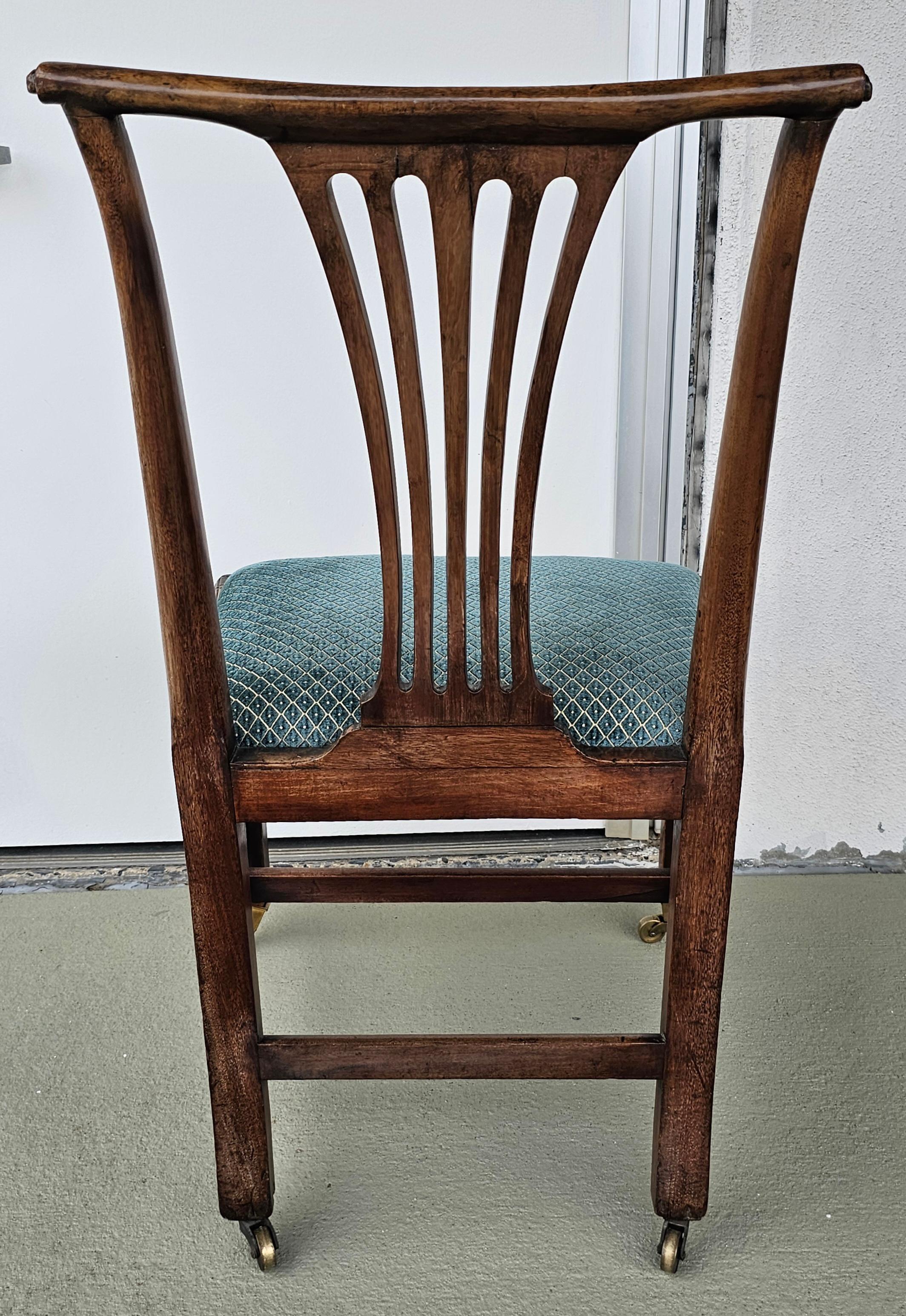 19th Century Martin Chippendale Style Mahogany and Upholstered Chair on Casters For Sale 4