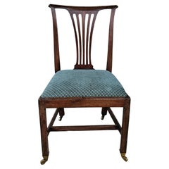 19th Century Martin Chippendale Style Mahogany and Upholstered Chair on Casters