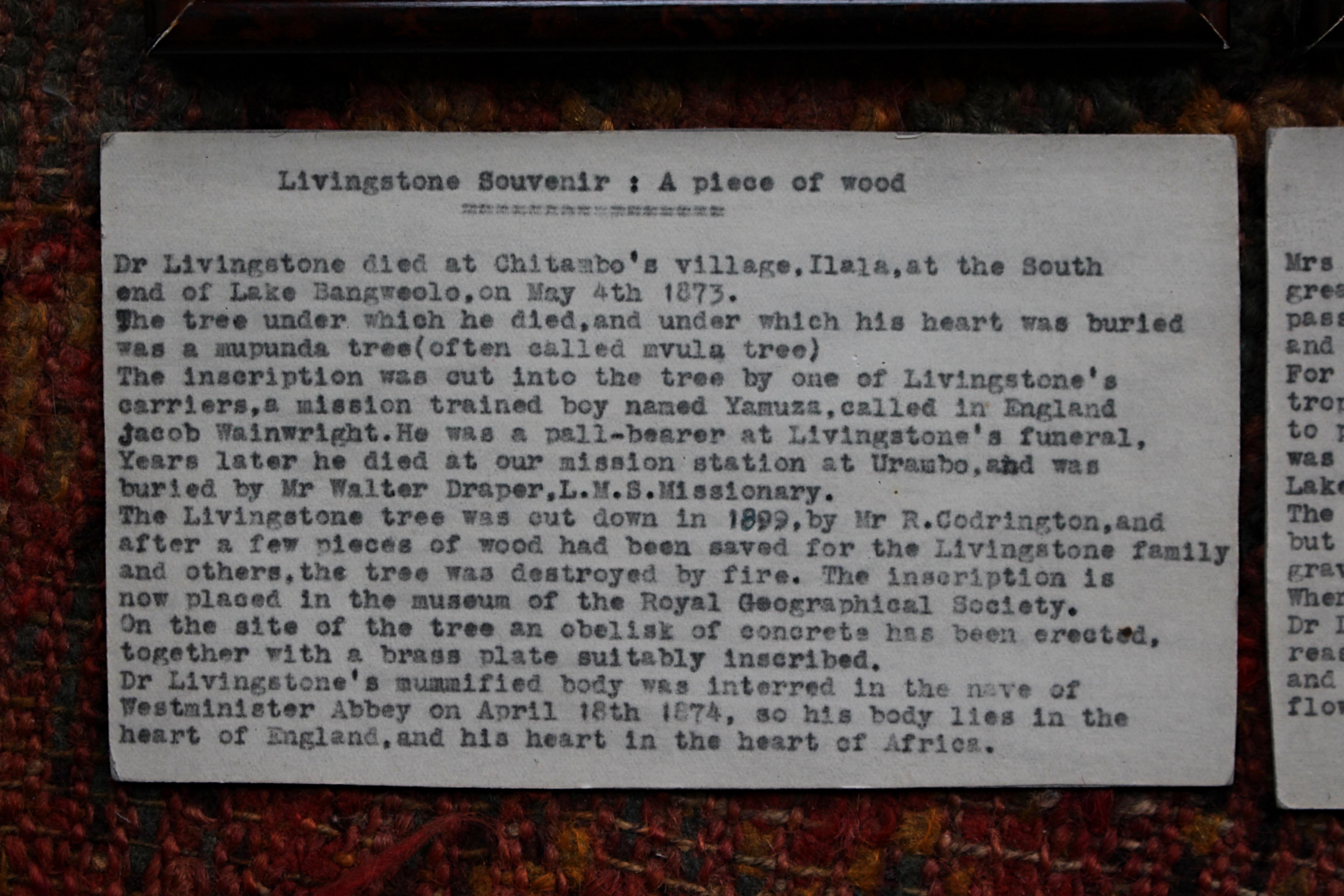 Relique commémorative de Mary & David Livingston du 19ème siècle, enterrée en dessous de 1896 en vente 7