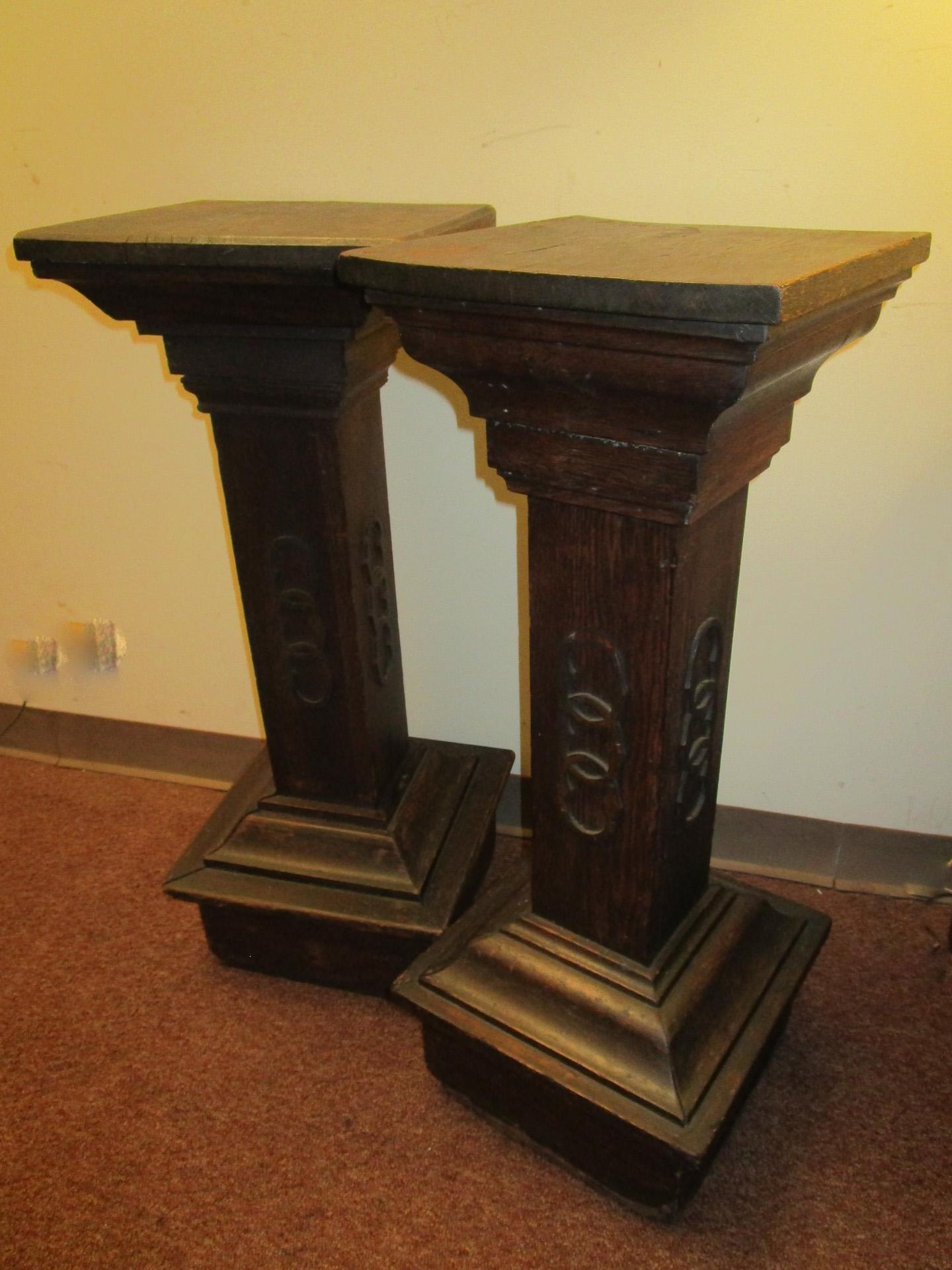 Odd Fellows Wooden Pedestal Pair 19th c 4