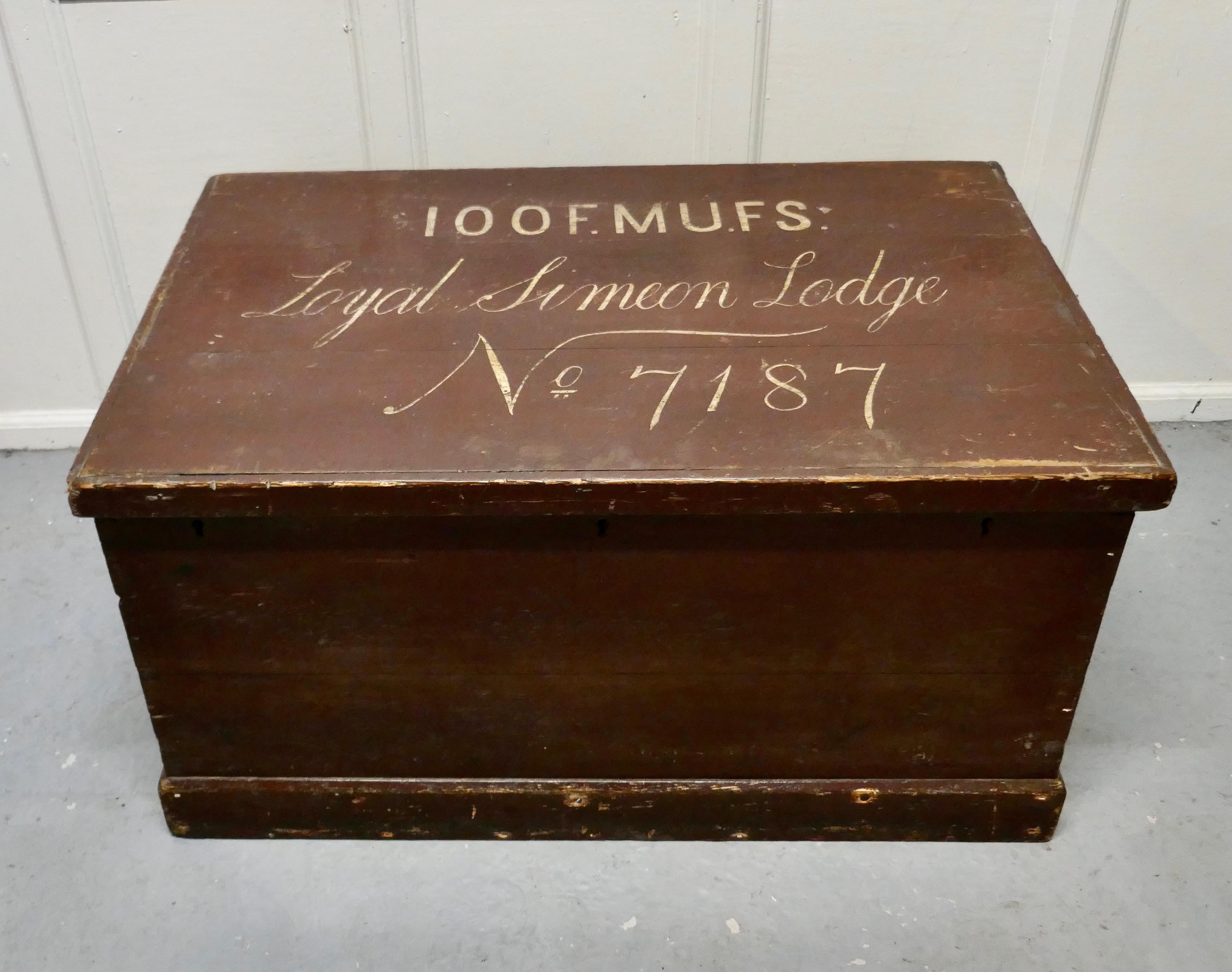 Victorian 19th Century Masonic Pine Chest   This is a best quality box  For Sale