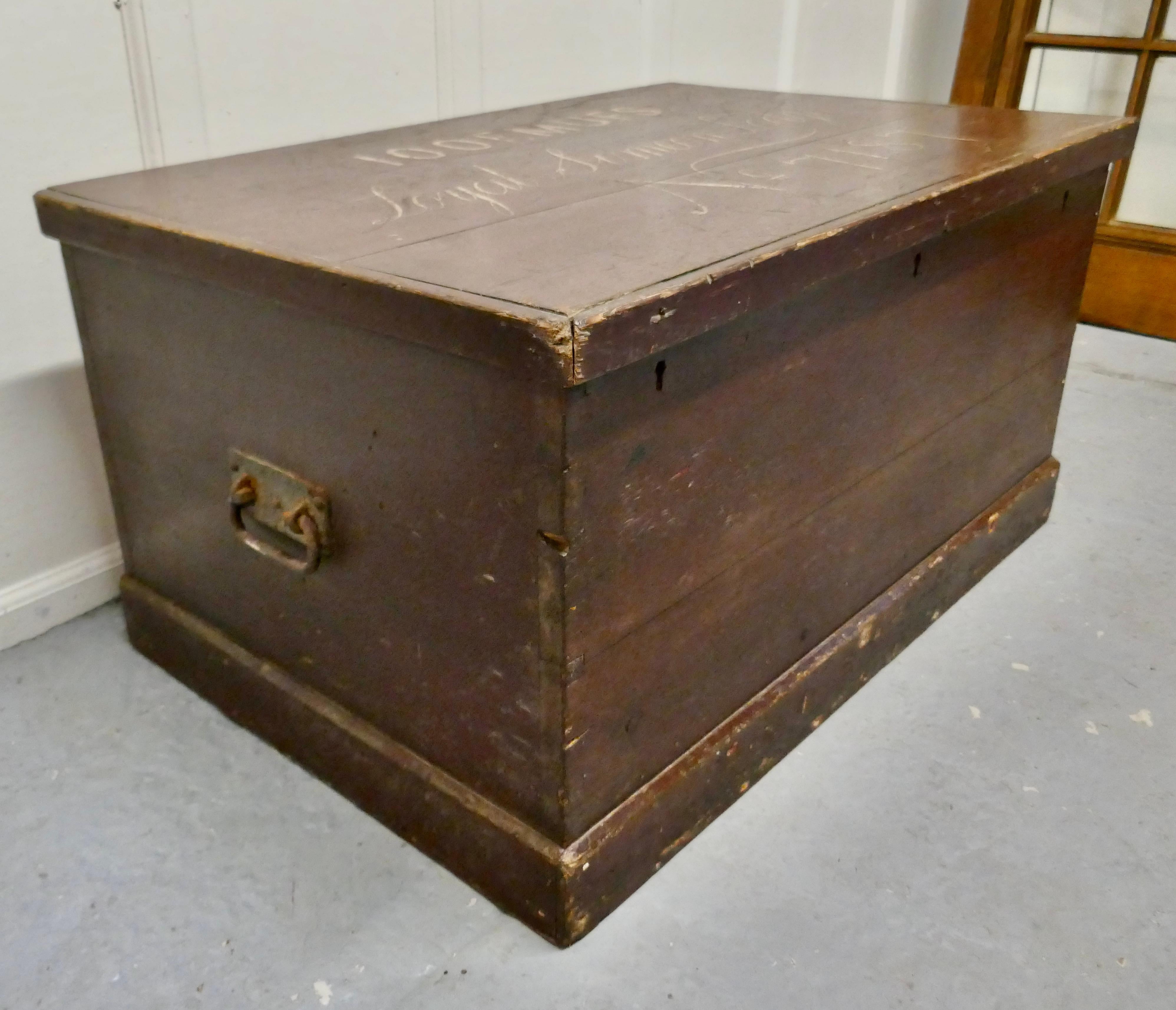 19th Century Masonic Pine Chest   This is a best quality box  For Sale 1