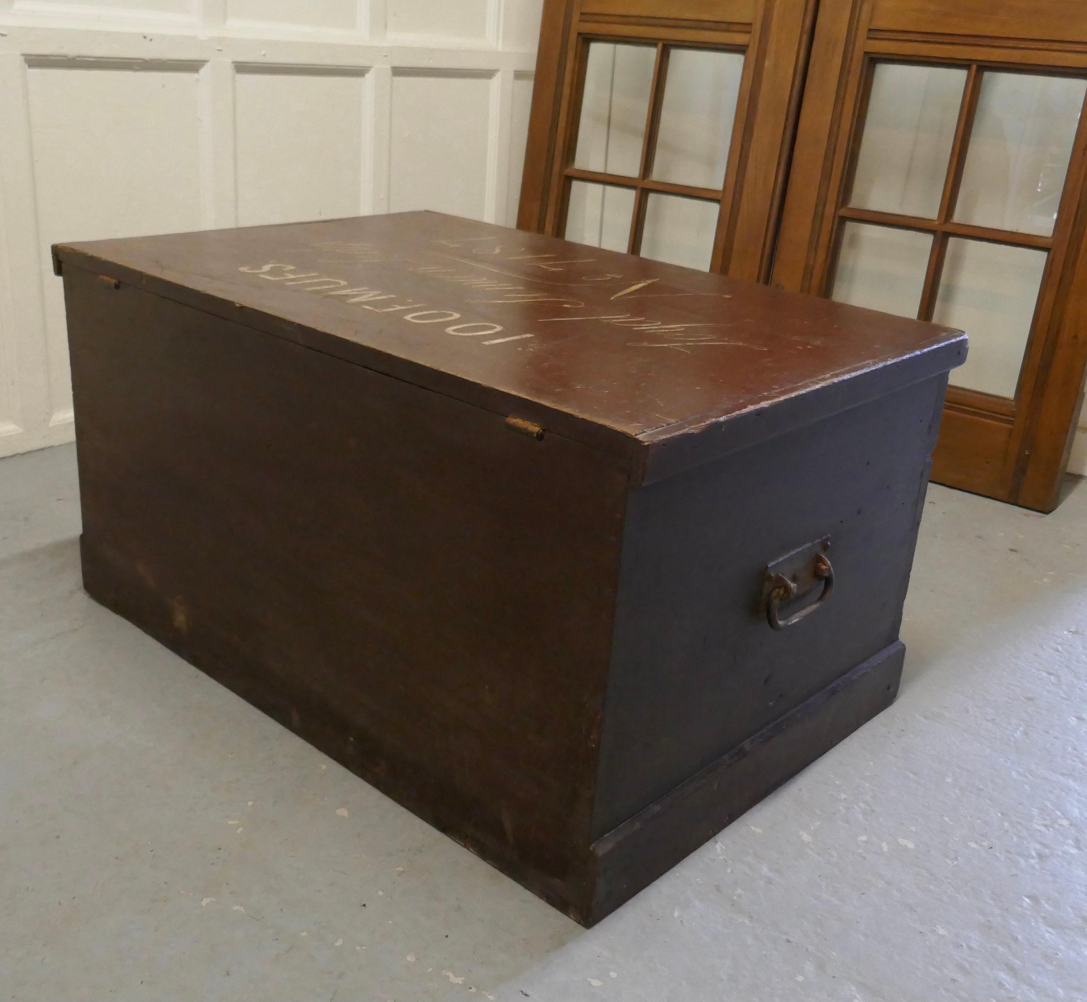 19th Century Masonic Pine Chest   This is a best quality box  For Sale 4