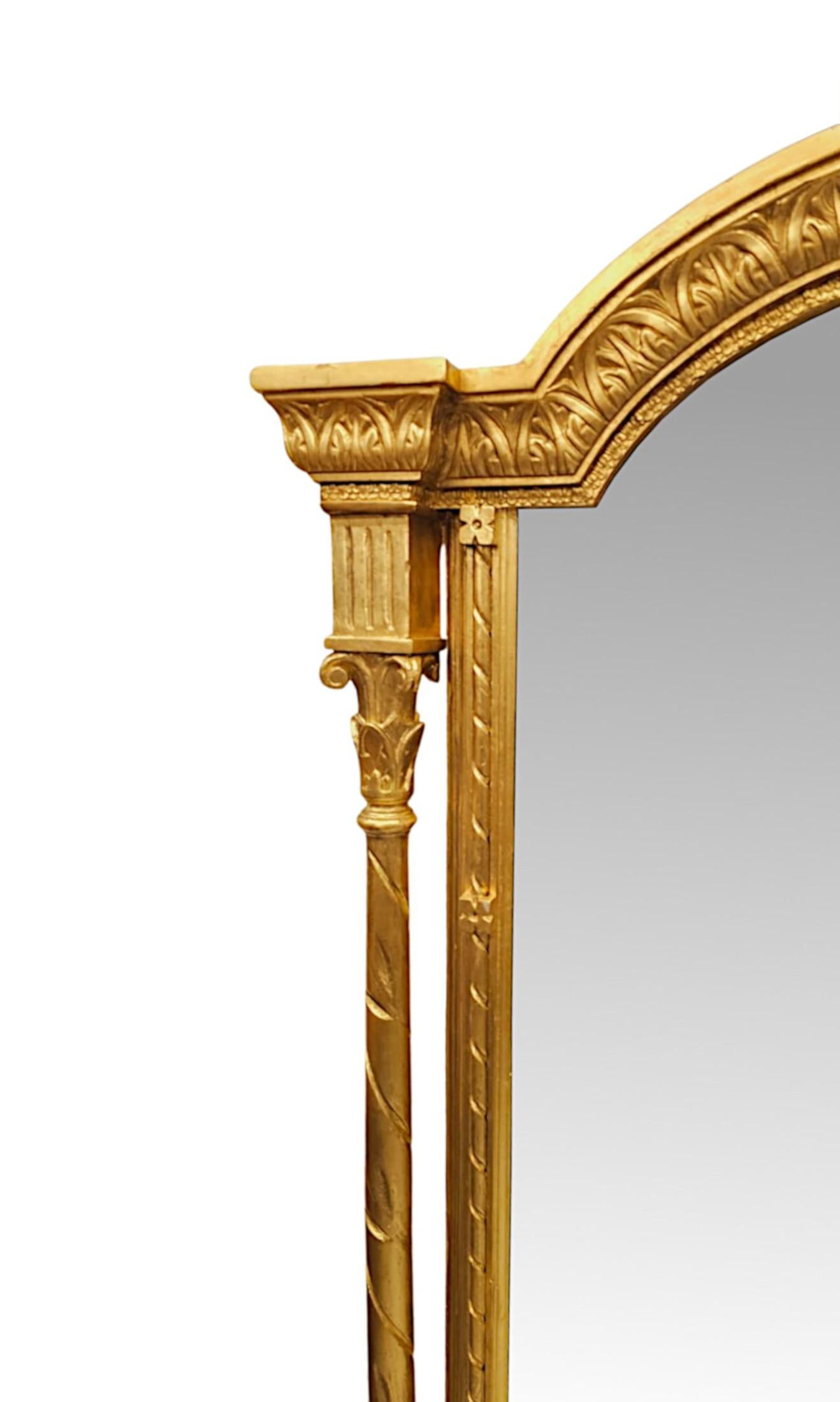XIXe siècle 19ème siècle Massif  Miroir à trumeau en bois doré en vente