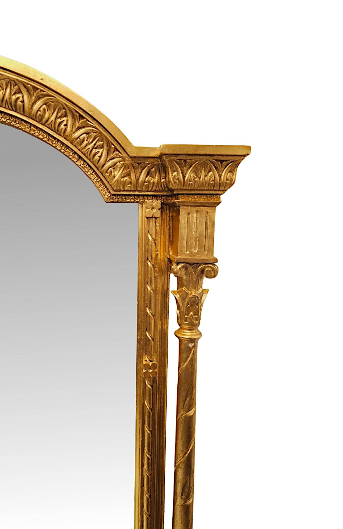 Verre 19ème siècle Massif  Miroir à trumeau en bois doré en vente