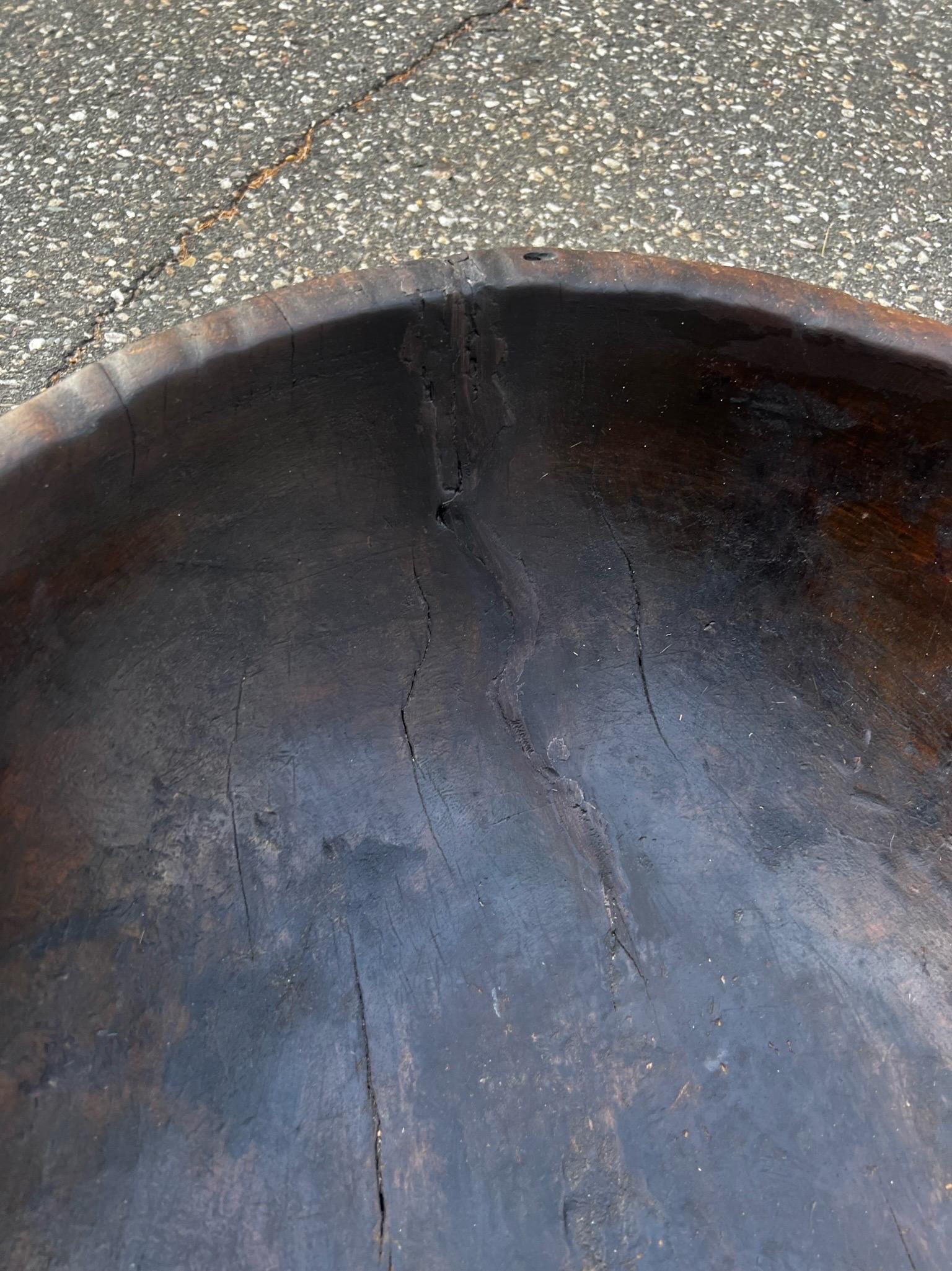 American Colonial 19th Century Massive Wooden Bowl / AMERICANA