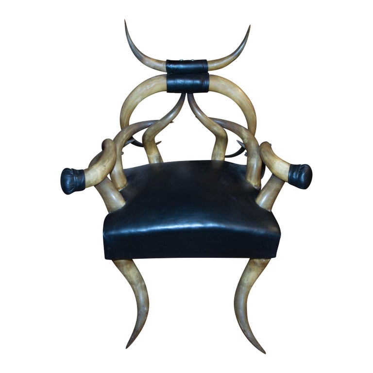 19th Century Matched Pair Massive Steer Horn Chairs For Sale at 1stDibs