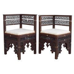 19th Century Matched Pair of Moorish Syrian Hand-Crafted Chairs