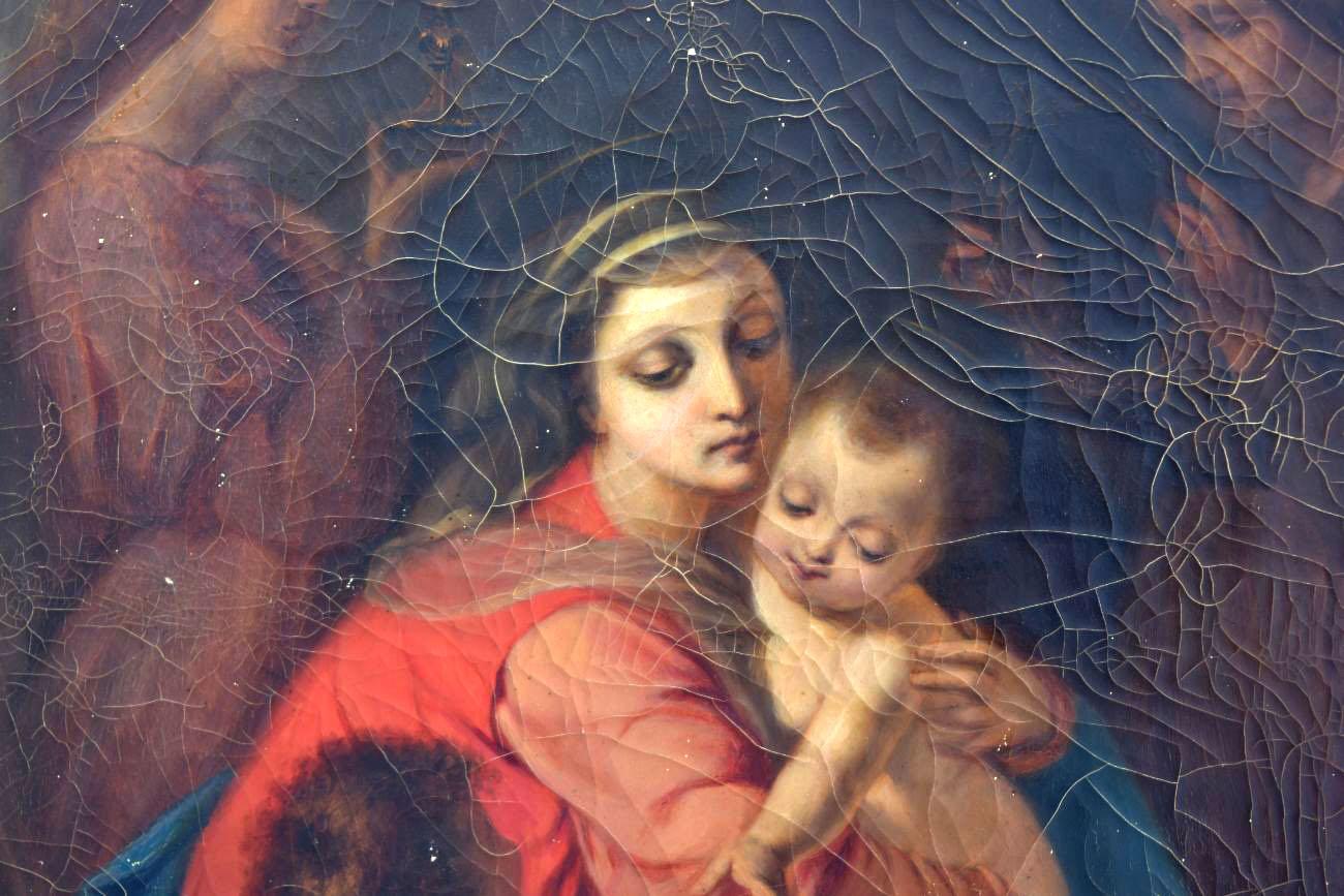 Neoclassical 19th Century Maternity Oil on Canvas