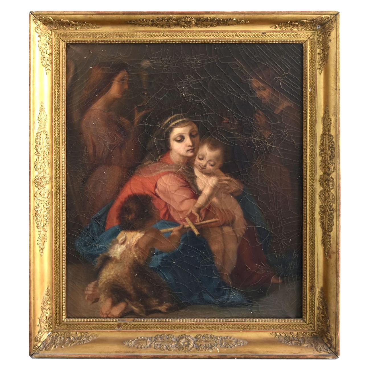 19th Century Maternity Oil on Canvas