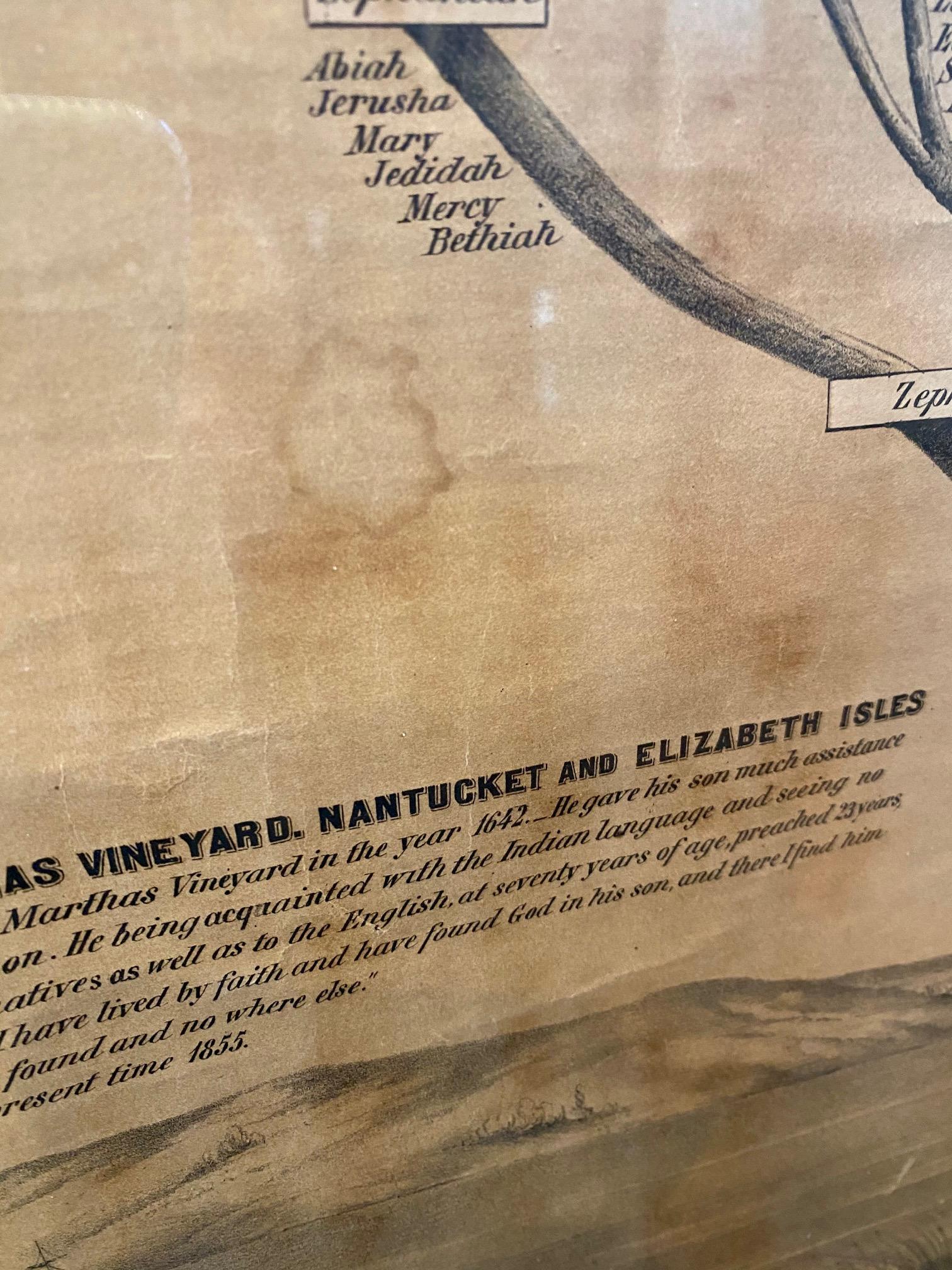 Milieu du XIXe siècle Arbre de la famille Mayhew du XIXe siècle provenant de Nantucket and Martha's Vineyard de 1855 en vente