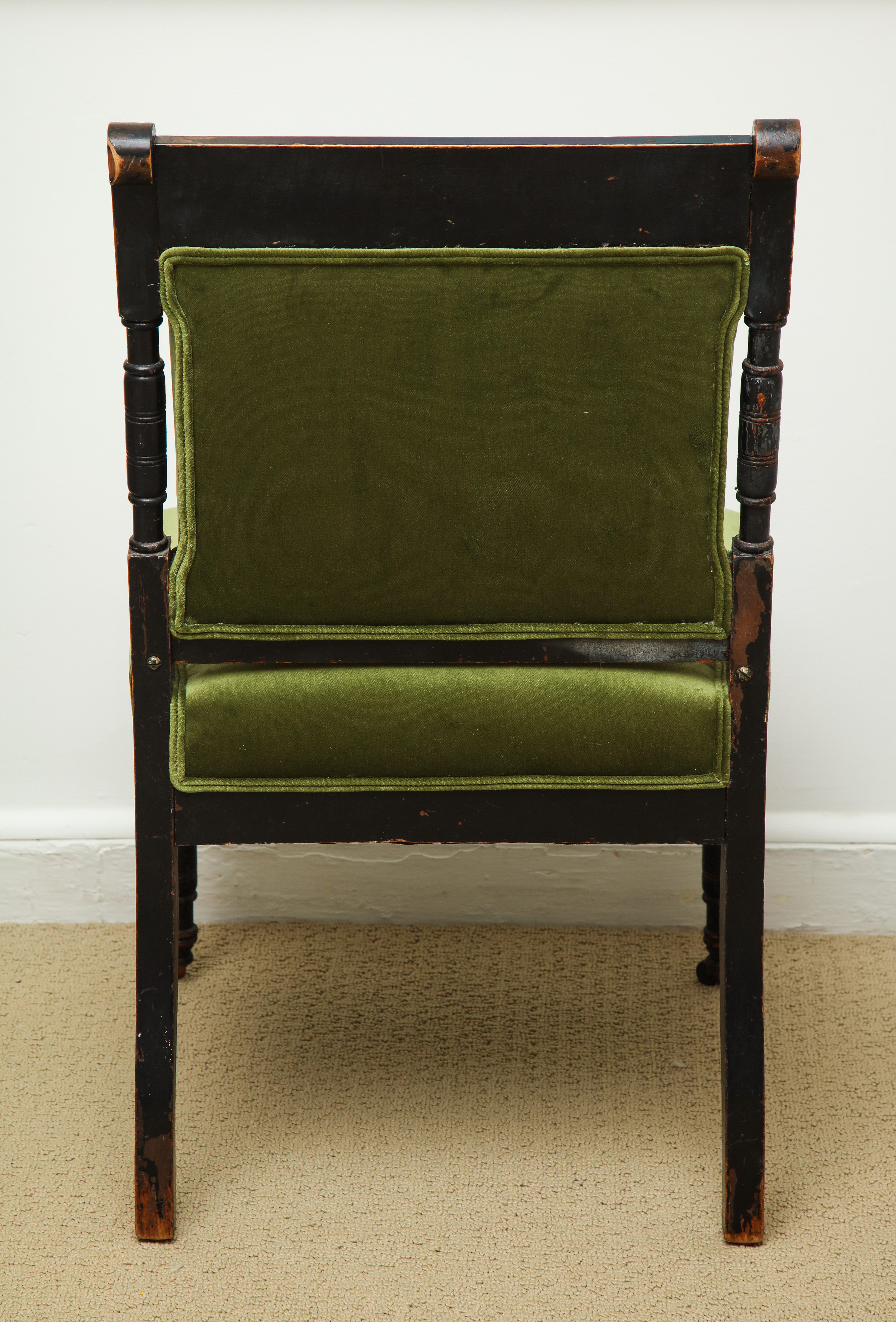 19th Century Medieval Green Velvet Chair For Sale 5